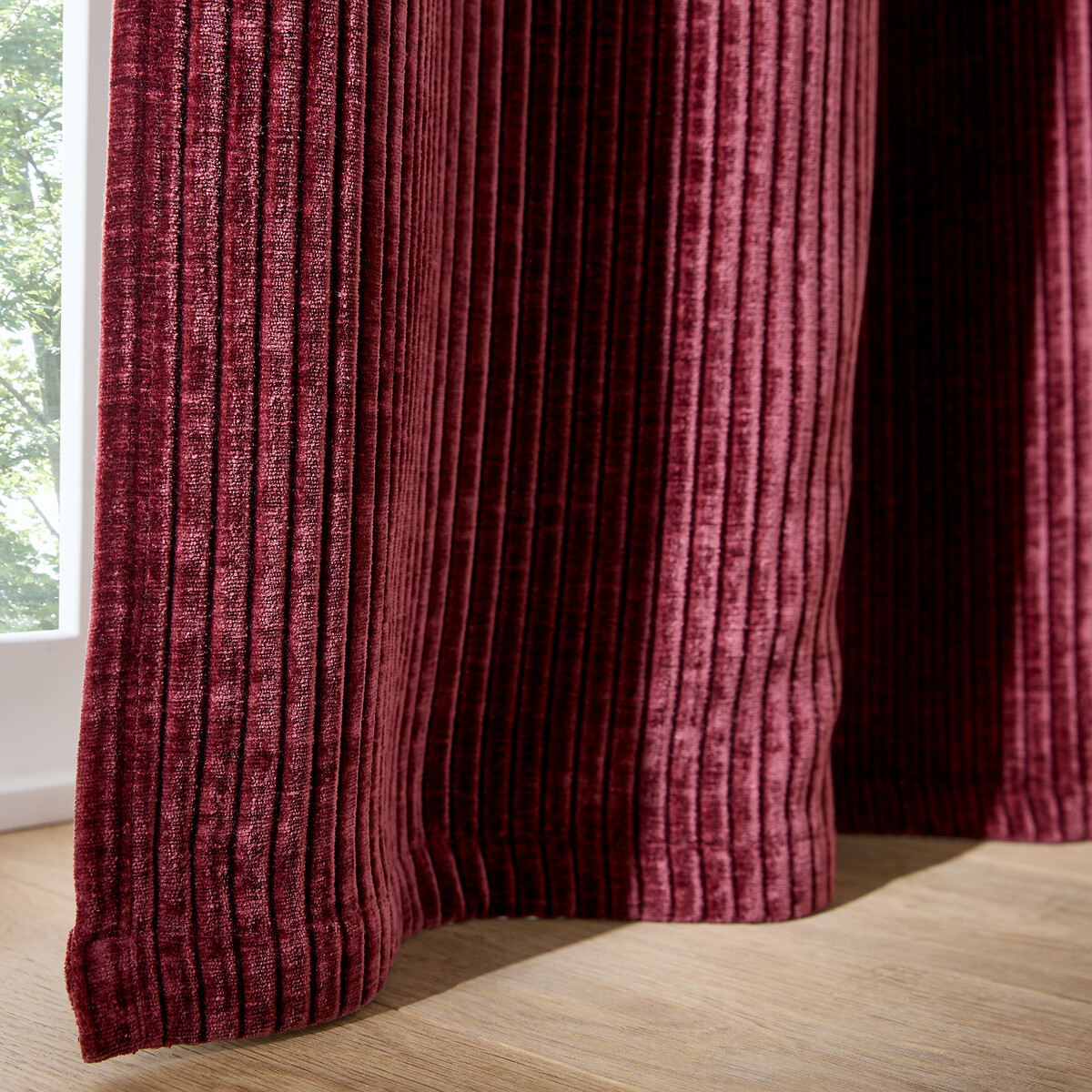 Carly Corduroy Curtain with Concealed Tab Top burgundy, LA REDOUTE INTERIEURS