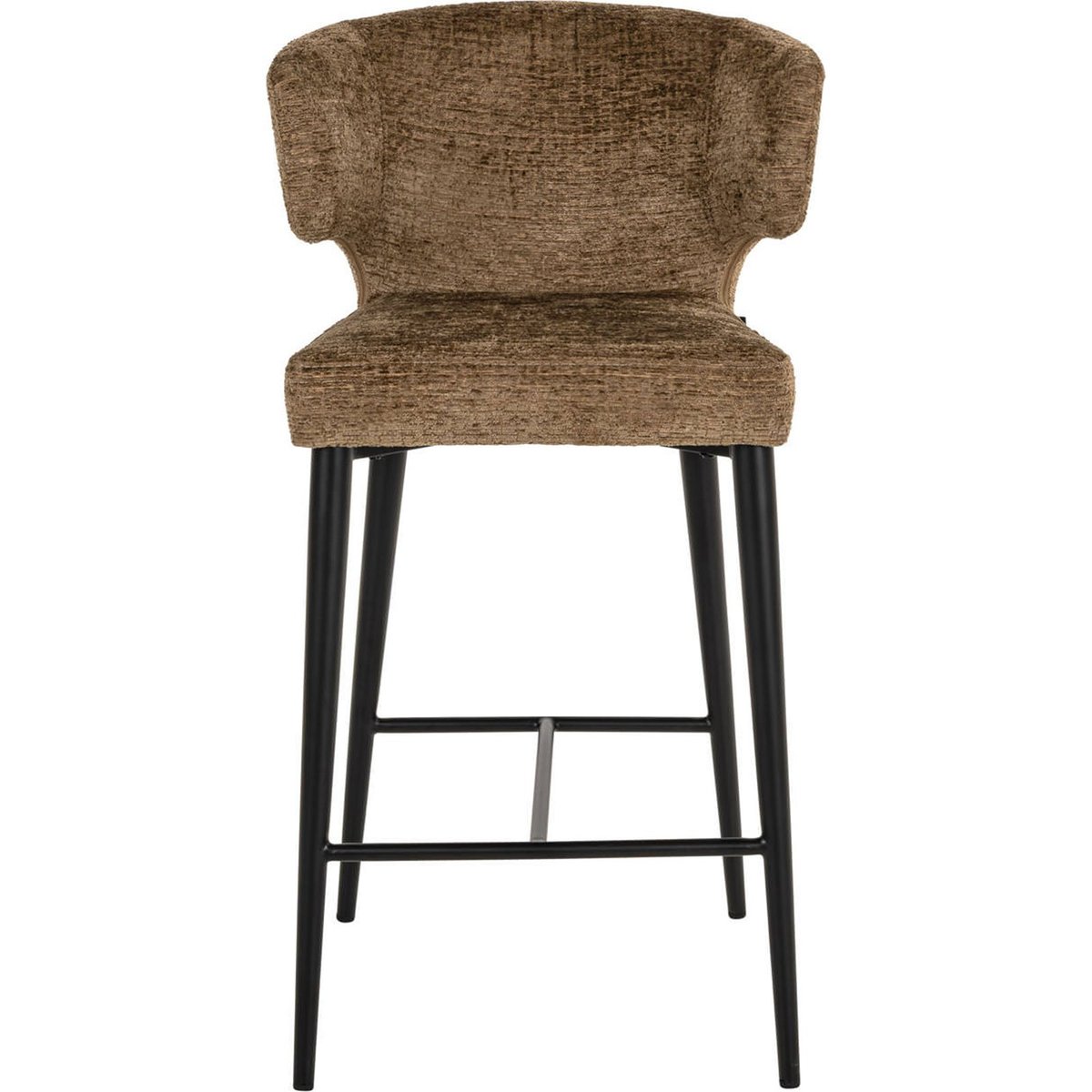 Tabouret de comptoir en tissu texturé brandy et noir, RECOLLECTION