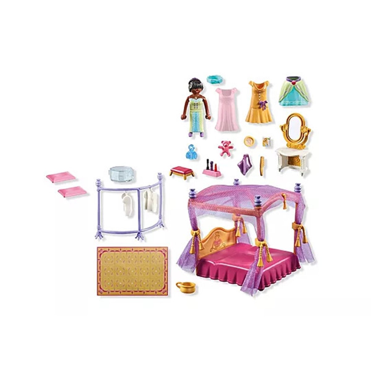 Chambre de princesse, lit baldaquin et dressing multicolore, PLAYMOBIL