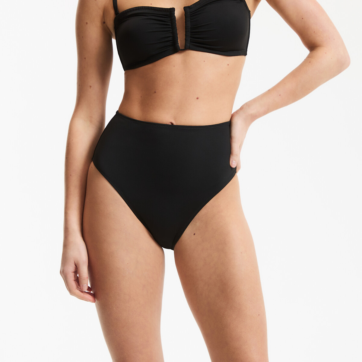 Slip bikini a vita alta, effetto pancia piatta nero , ANNE WEYBURN
