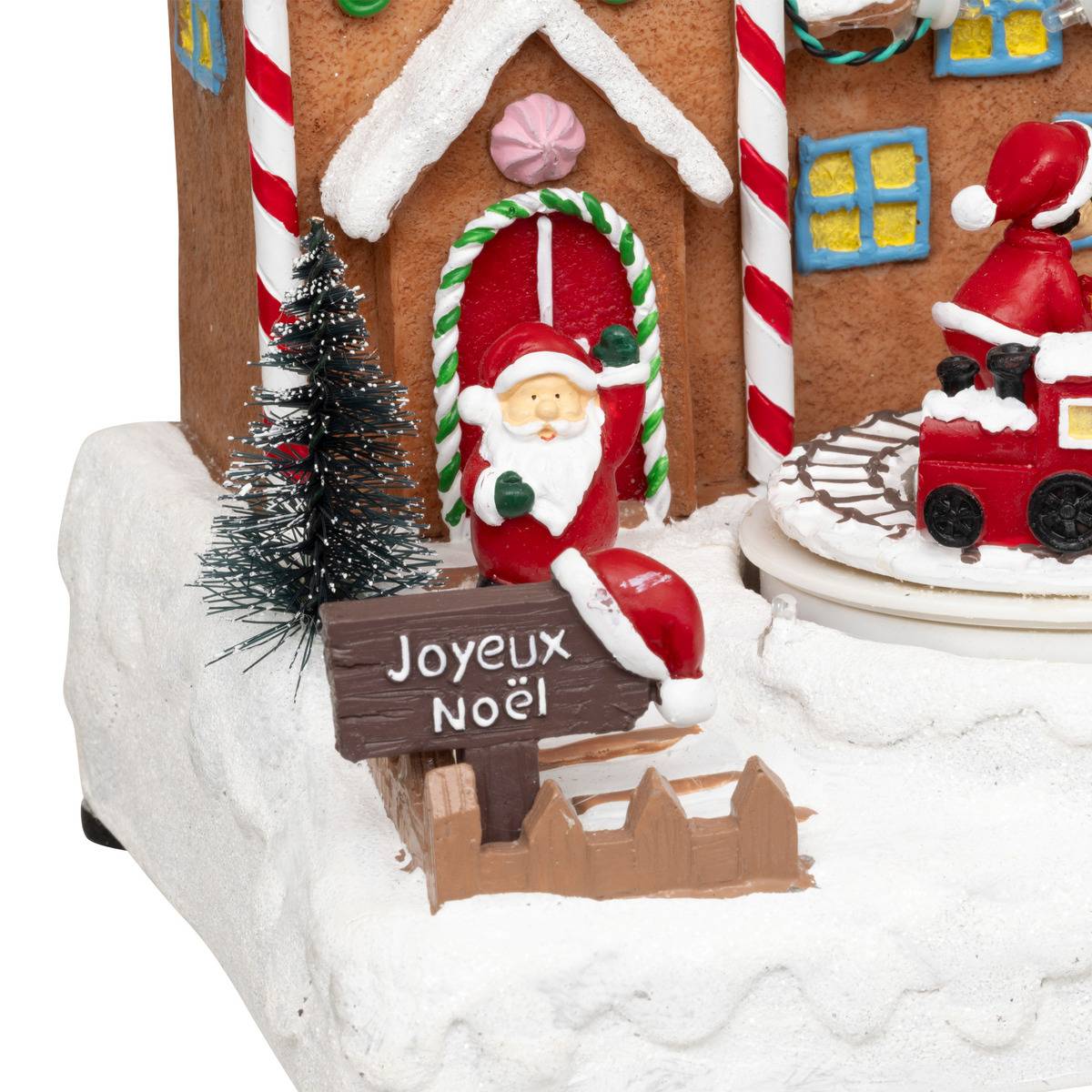 Village lumineux Père Noël bonhomme de neige train 11 LED musical et avec mouvement multicolore, ATMOSPHERA
