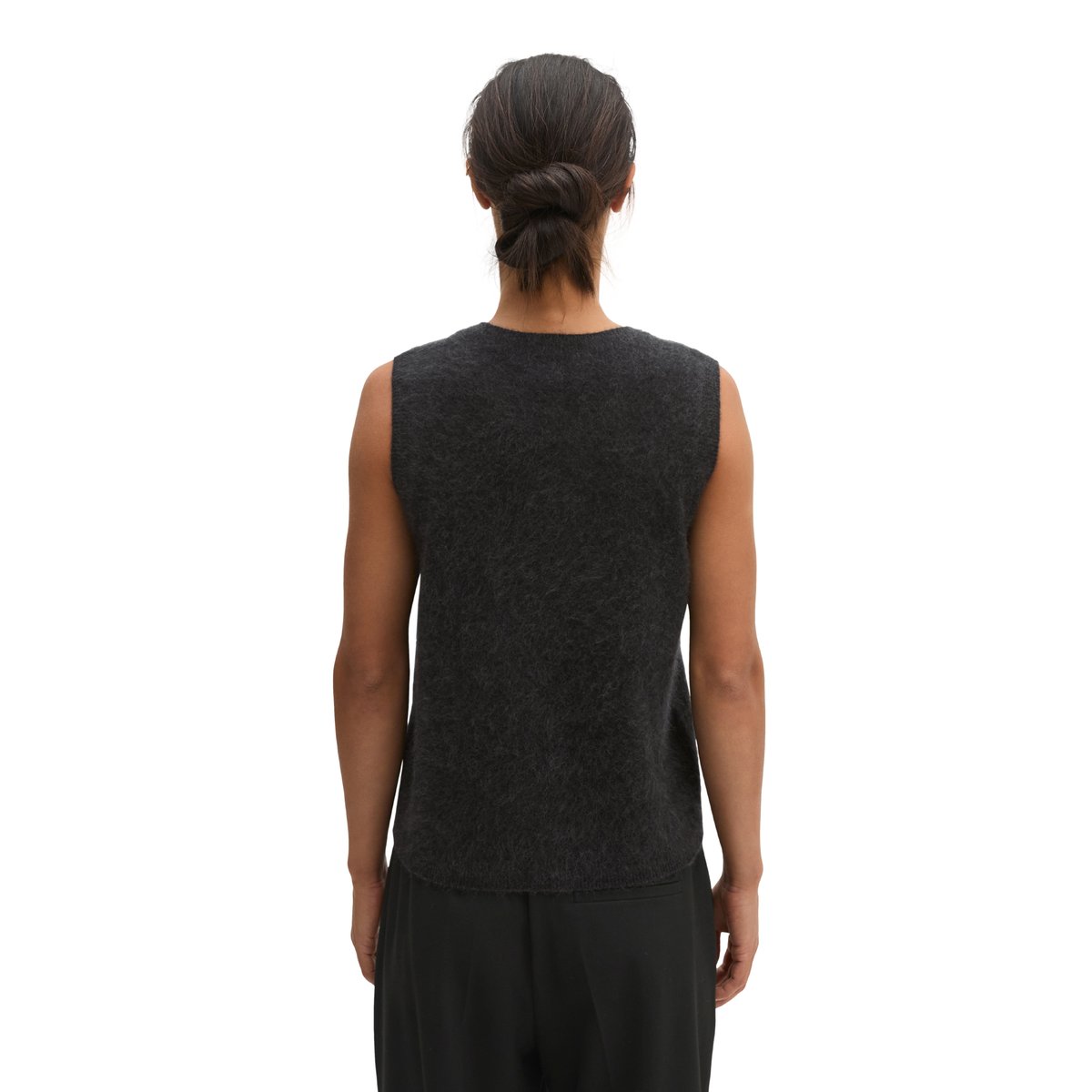 Gilet sans manches court et douillet en pure laine mérinos gris, MARC O'POLO