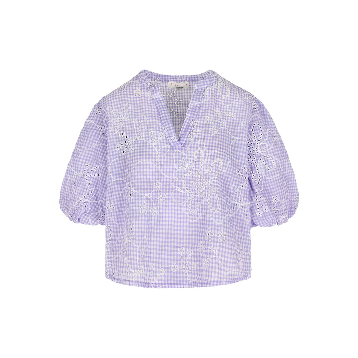 Blouse brodée manches amples pastel lilac, LOLALIZA