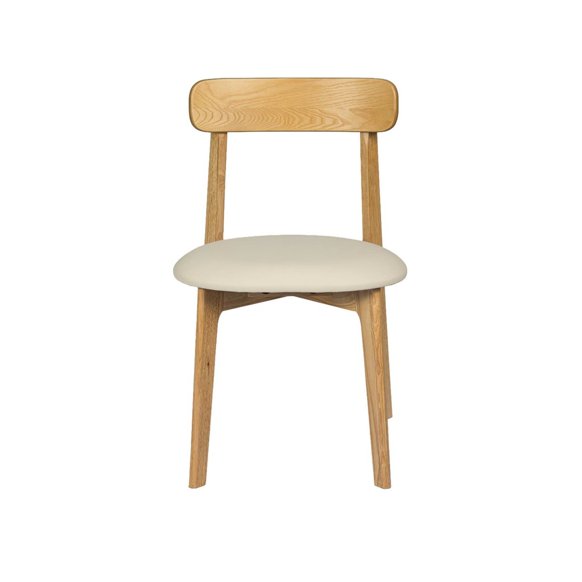 Chaise vintage bois d'hévéa et simili cuir (lot de 2) VICTOIRE naturel, SWEEEK