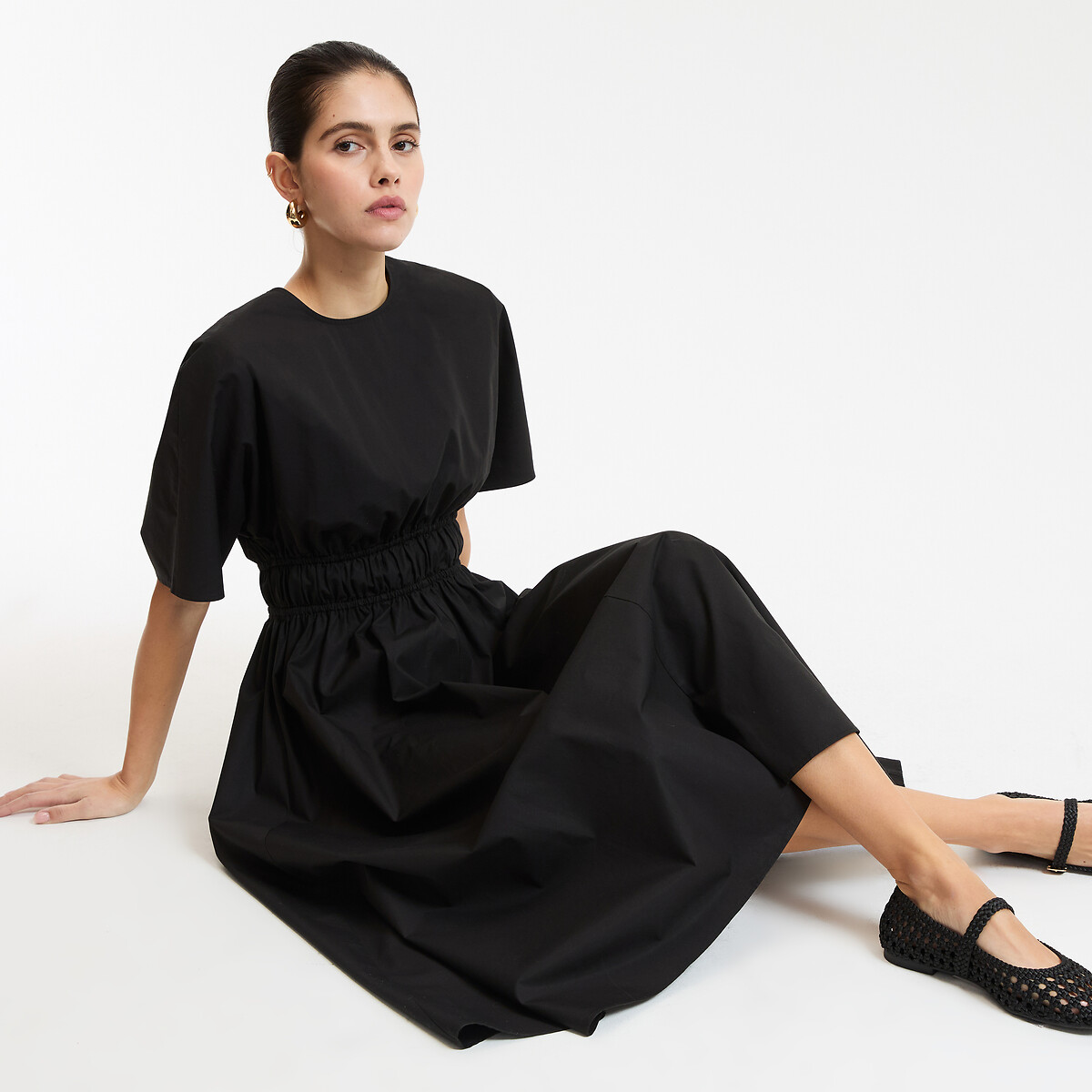 Short Sleeve Full Maxi Dress black, LA REDOUTE COLLECTIONS