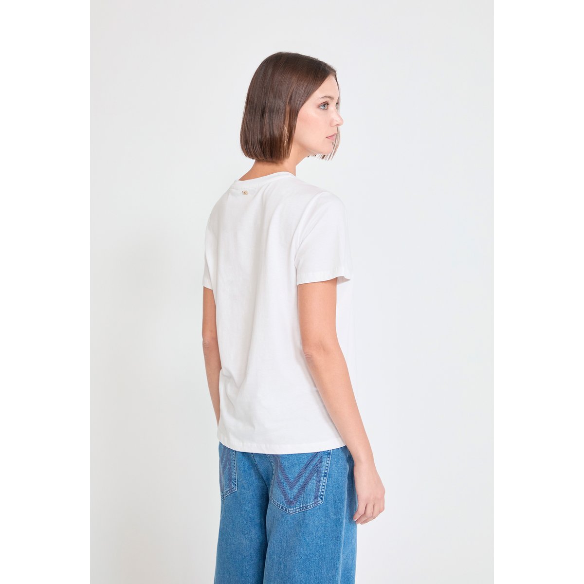 T-shirt en coton imprimé blanc, LOLA CASADEMUNT