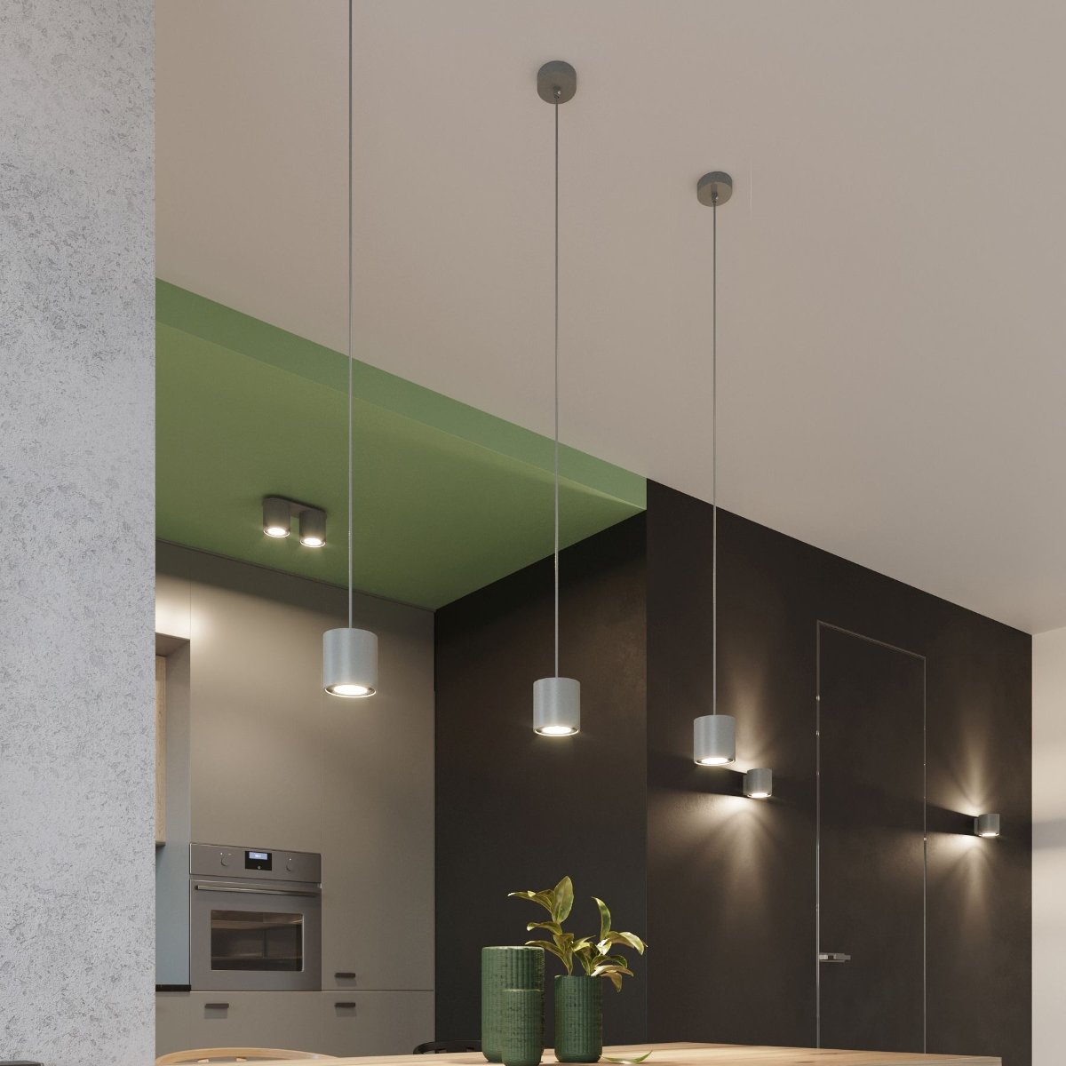 Plafonnier Aluminium Gris GU10 2 Orbis gris, EDEN