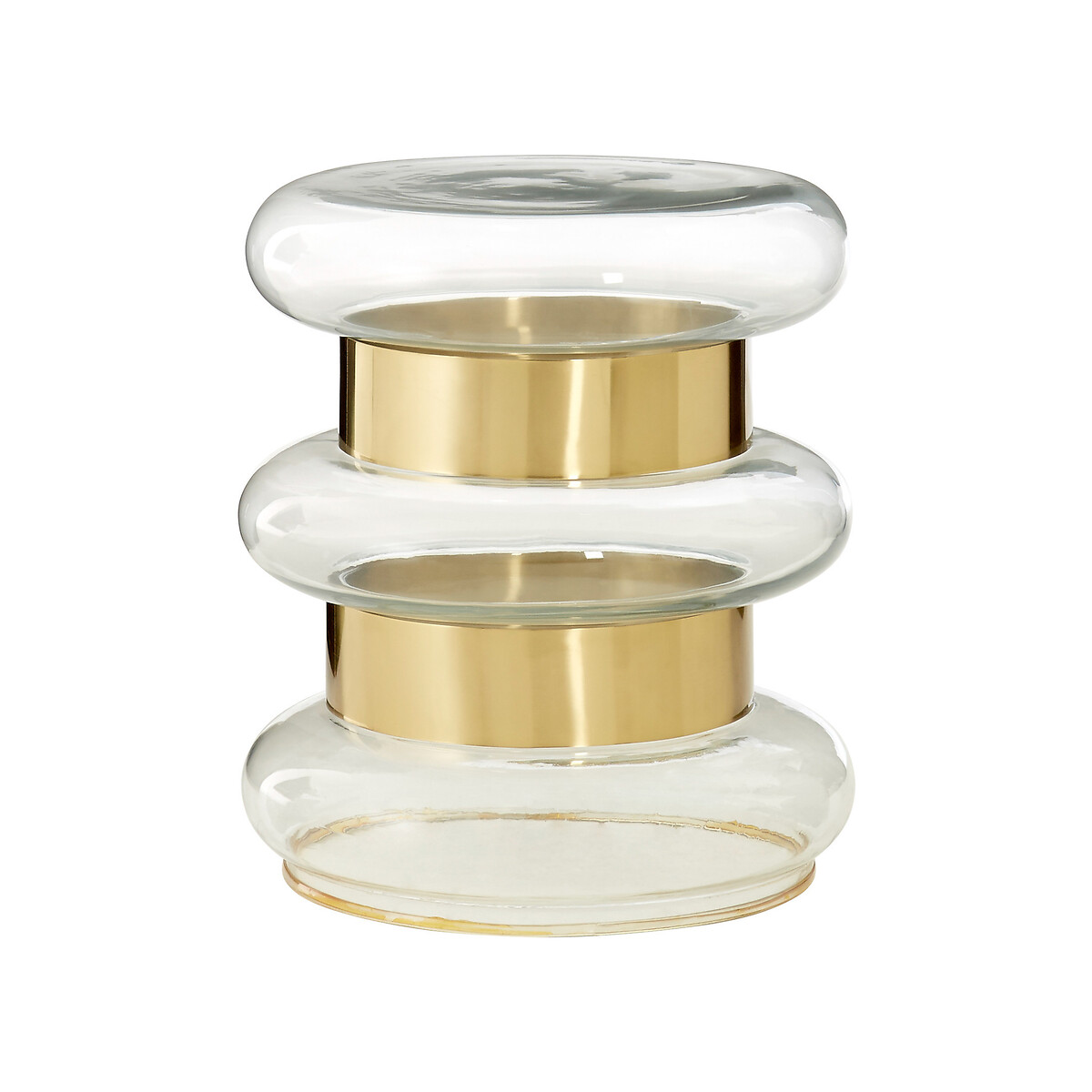 Tubular Glass Drum Side Table gold-coloured, FIFTY FIVE SOUTH