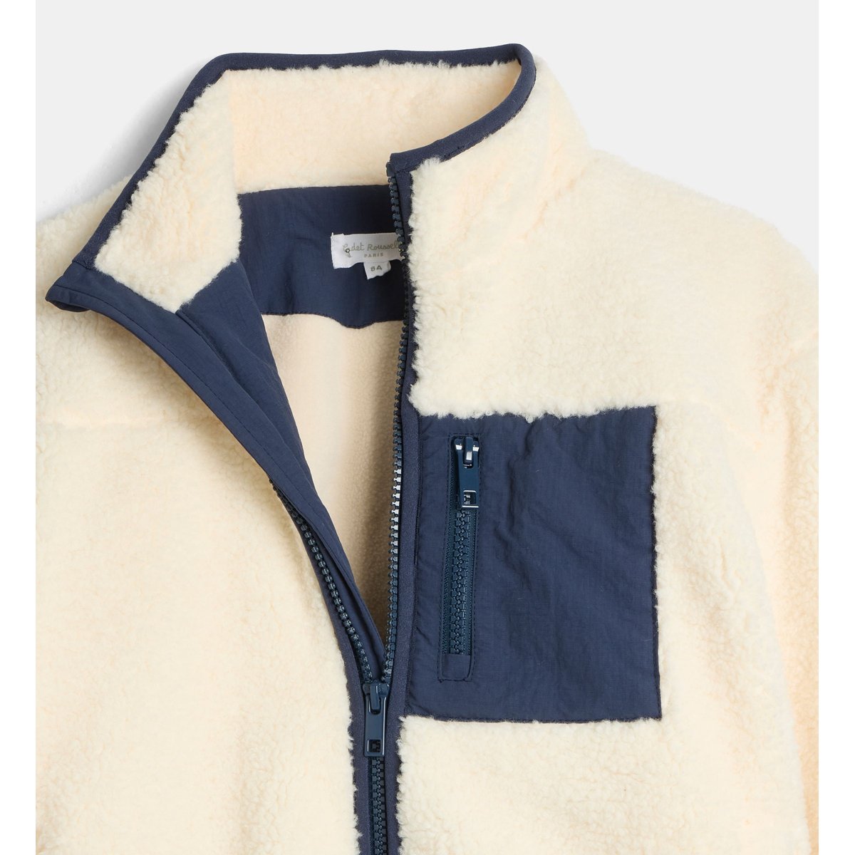 Blouson tonquebec effet sherpa écru et bleu marine, CADET ROUSSELLE