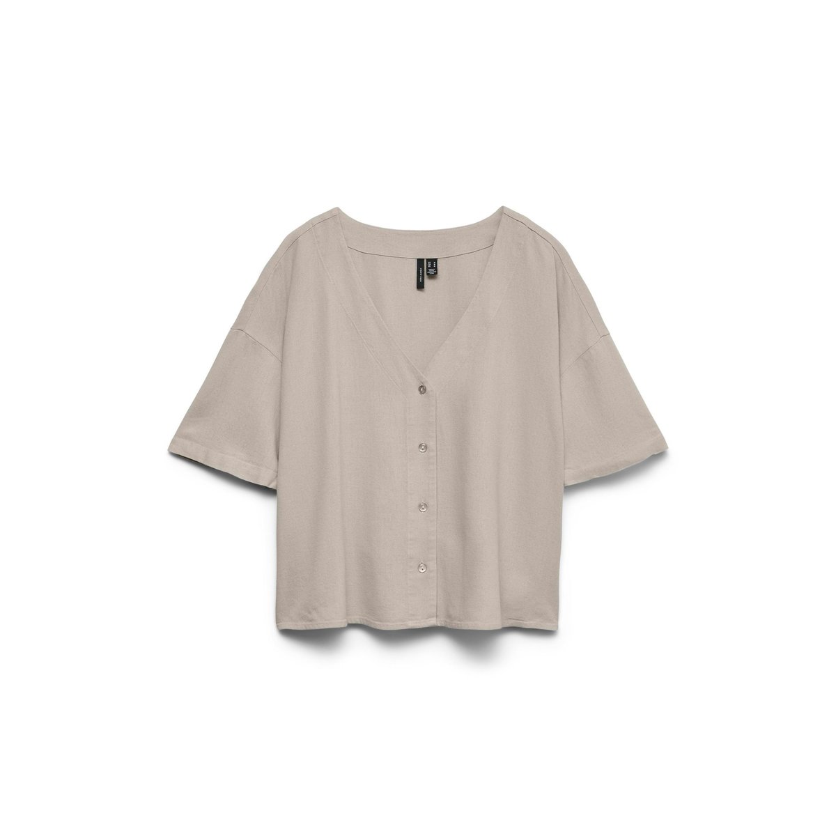 Blouse courte, encolure v, manches courtes ecru, VERO MODA