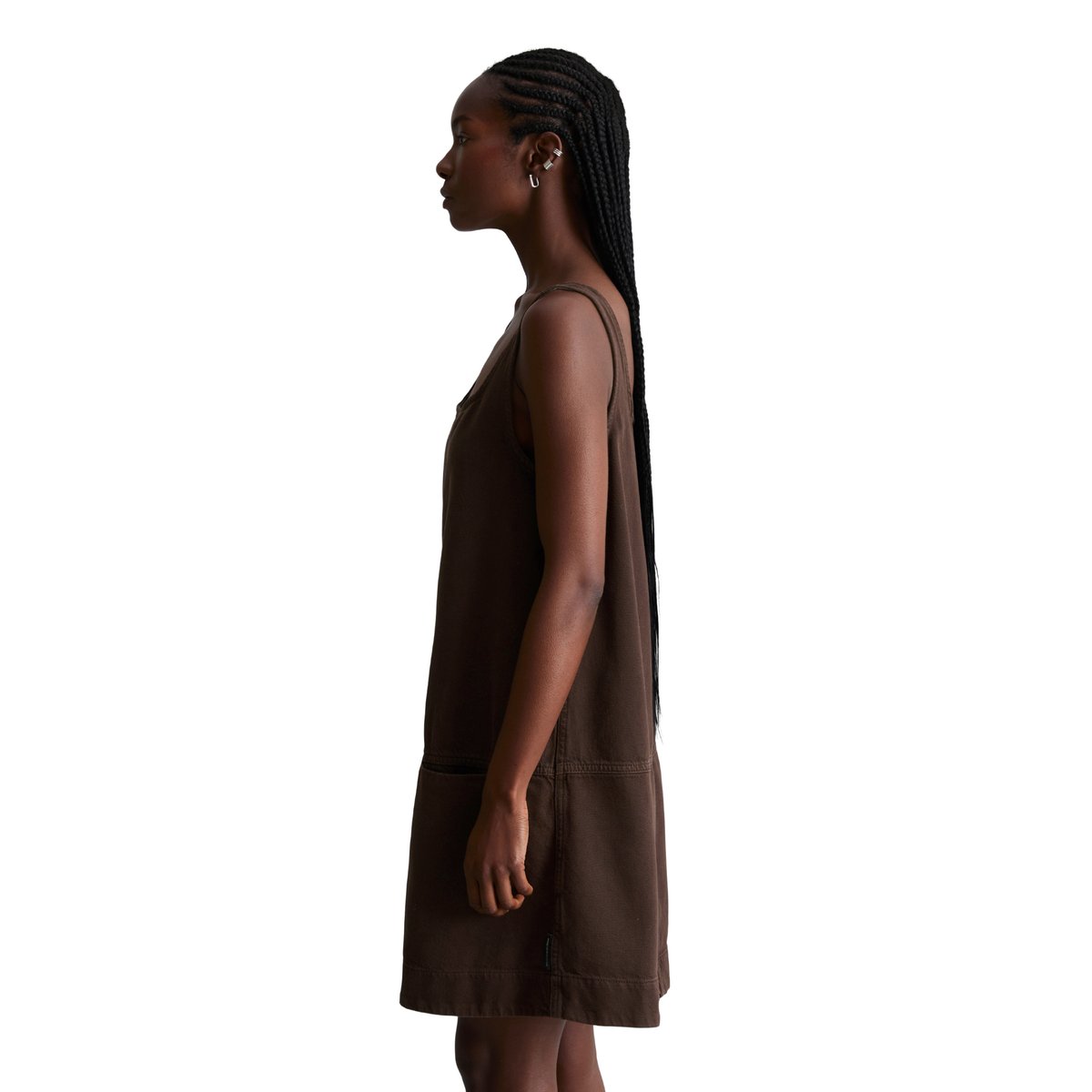 Mini-robe en jean loose en mélange de coton organique et de lyocell marron foncé, MARC O’POLO DENIM