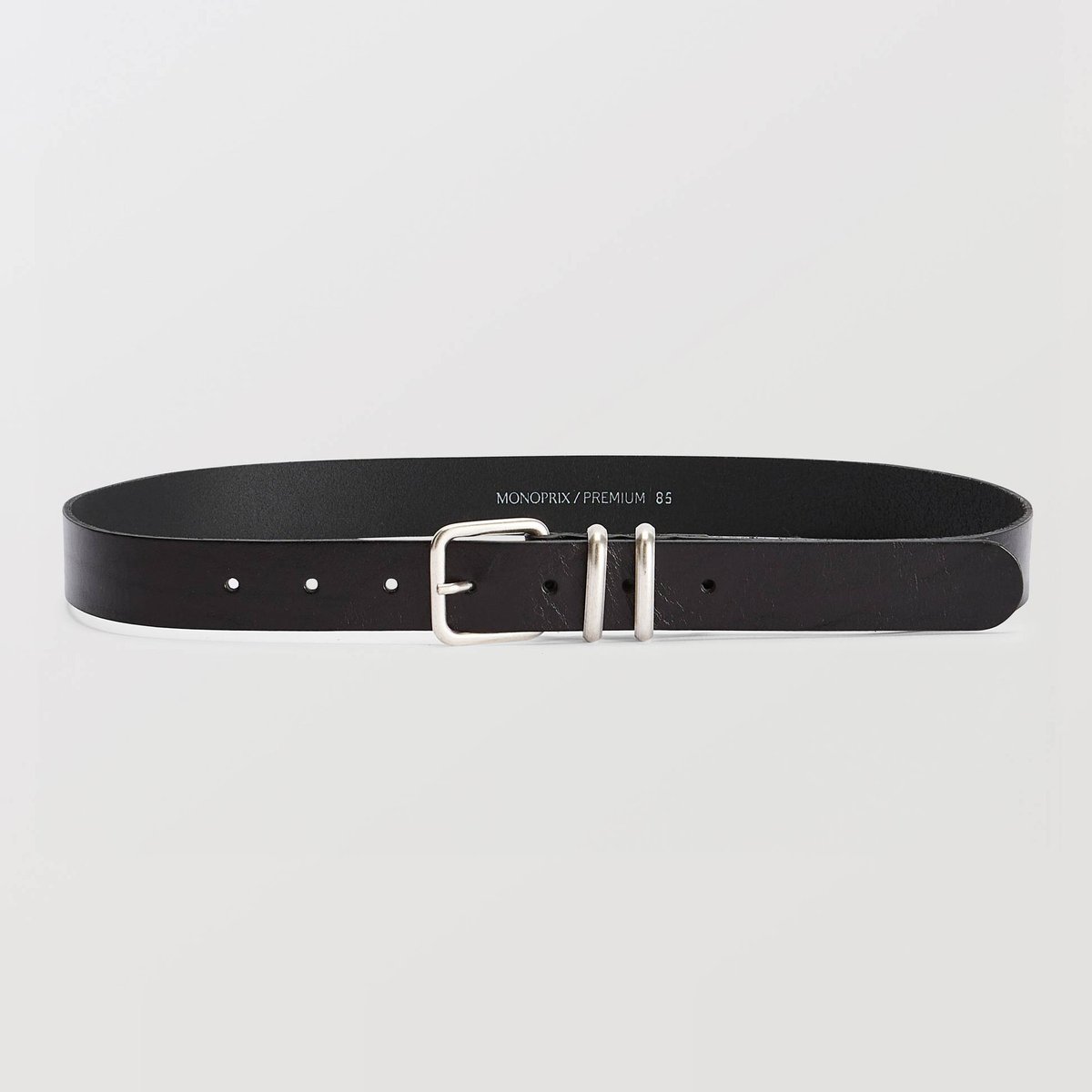 Ceinture 3 cm en cuir noir, MONOPRIX