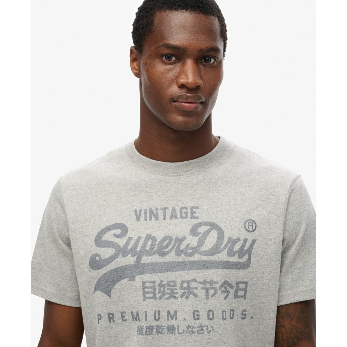 T-shirt Classic Heritage gris cendré chiné, SUPERDRY