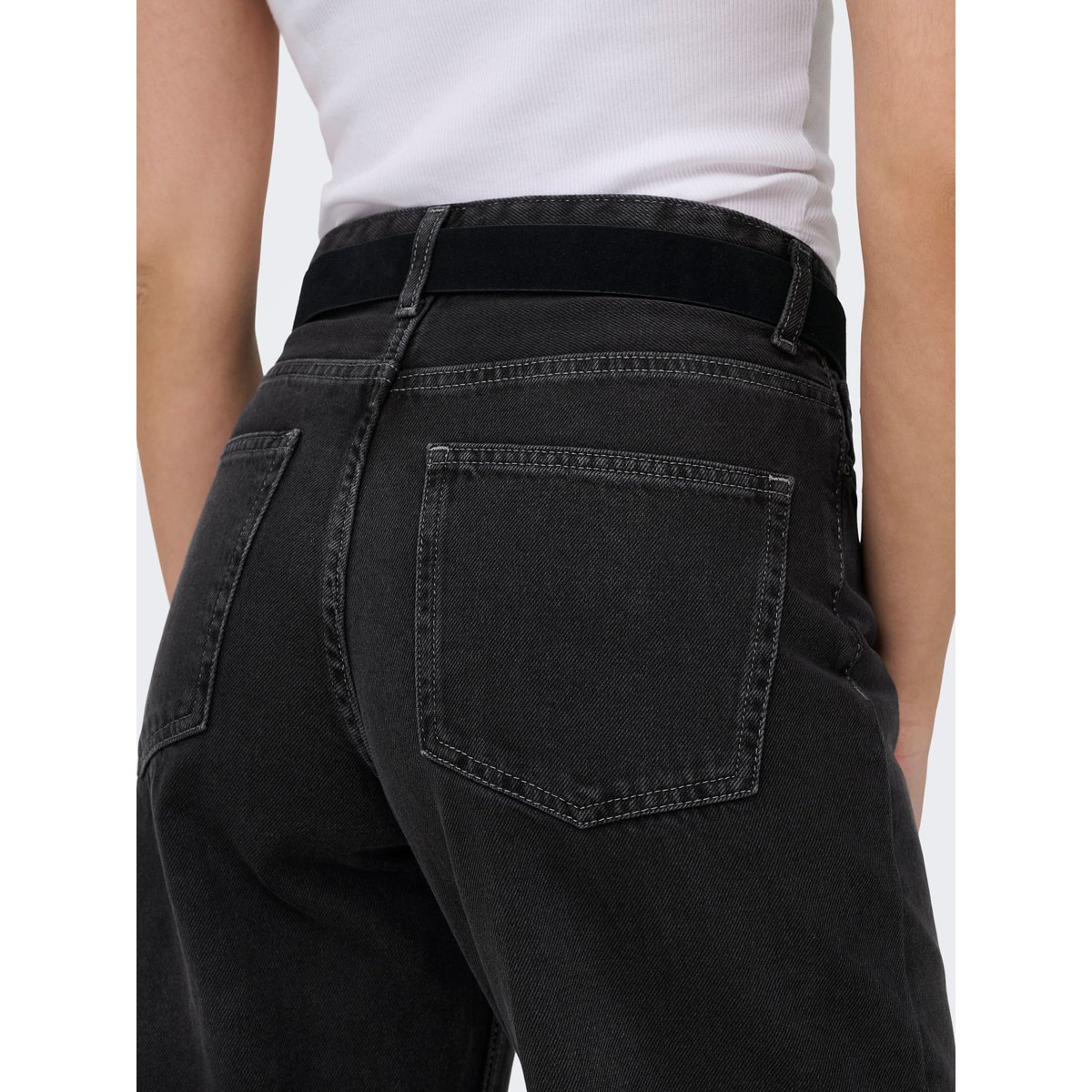 Jean À Jambe Large washed black, ONLY