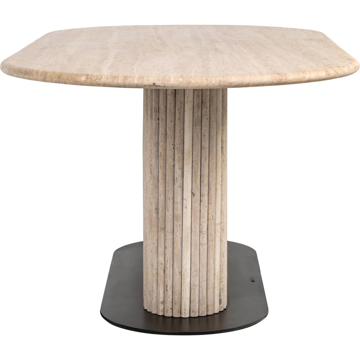 Table à manger ovale en pierre, LA CANTERA beige travertin naturel, RECOLLECTION
