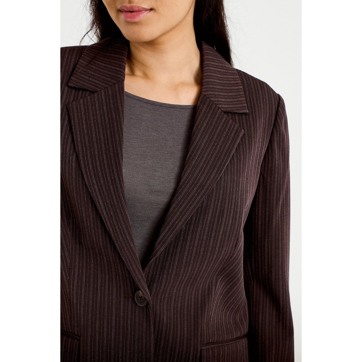 Blazer col classique manches longues marron, CACHE CACHE