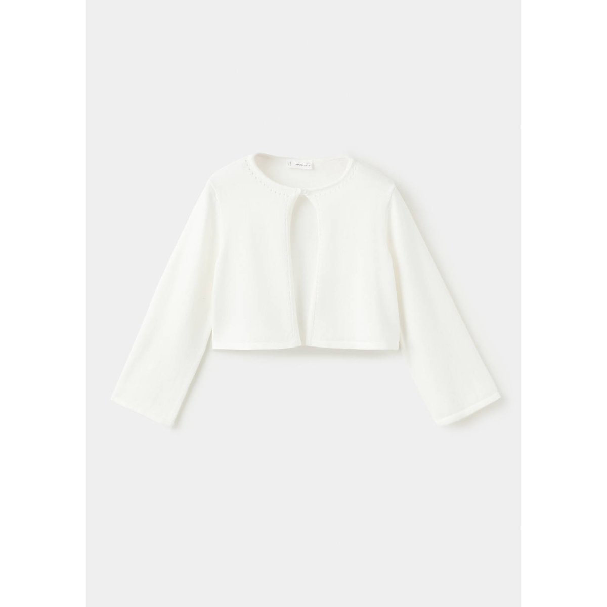 Cardigan maille détails ajourés blanc cassé, MANGO BABY