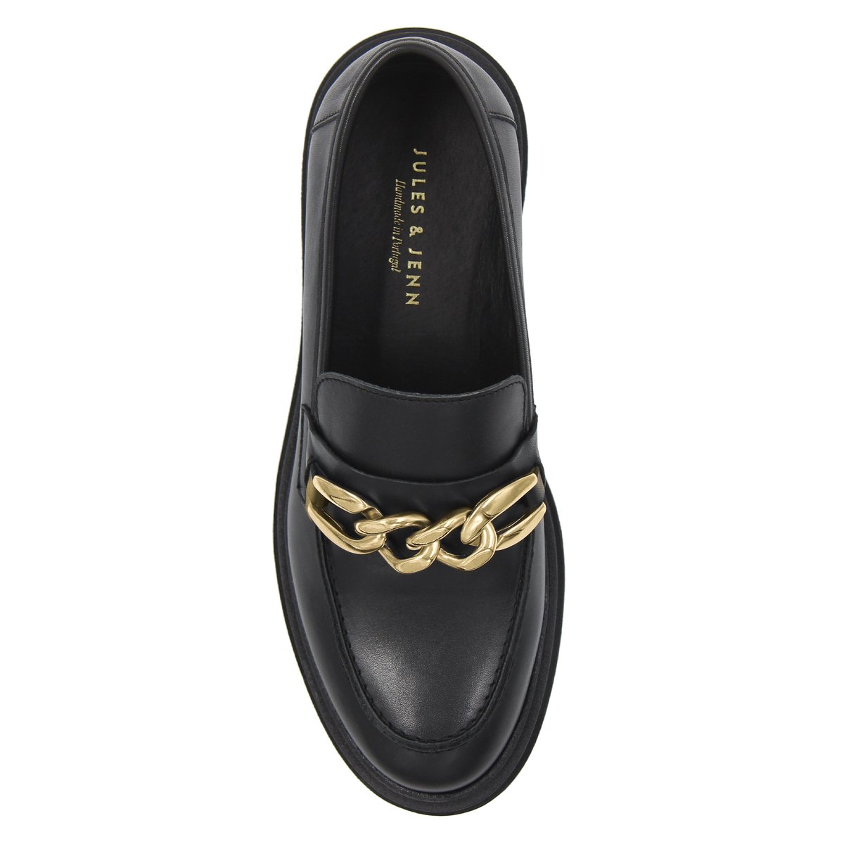 Mocassins crampons cuir lisse noir, JULES & JENN