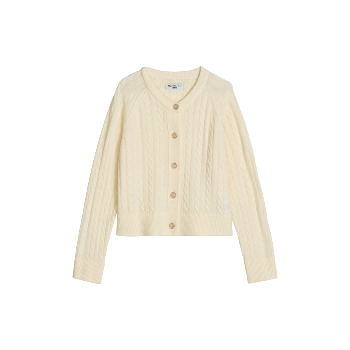 Cardigan oversize à mailles torsadées en mélange de laine vierge douce blanc, MARC O’POLO DENIM
