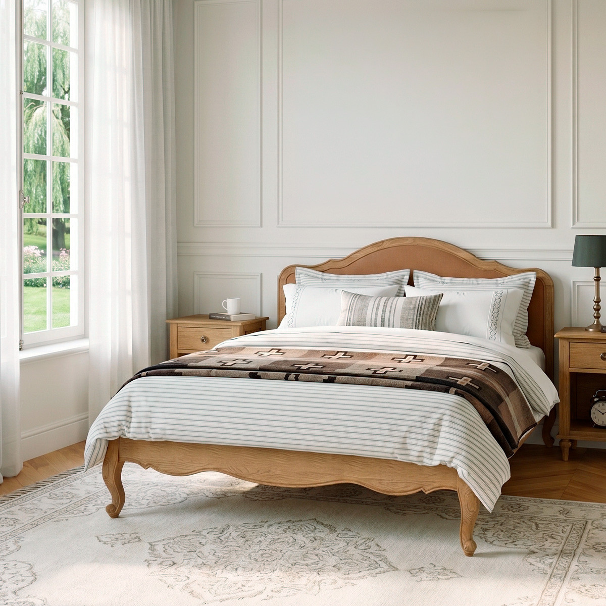 Lit deux places 160 x 200 en chêne, style shabby chic HENRY ralph tabaco, ROBIN DES BOIS