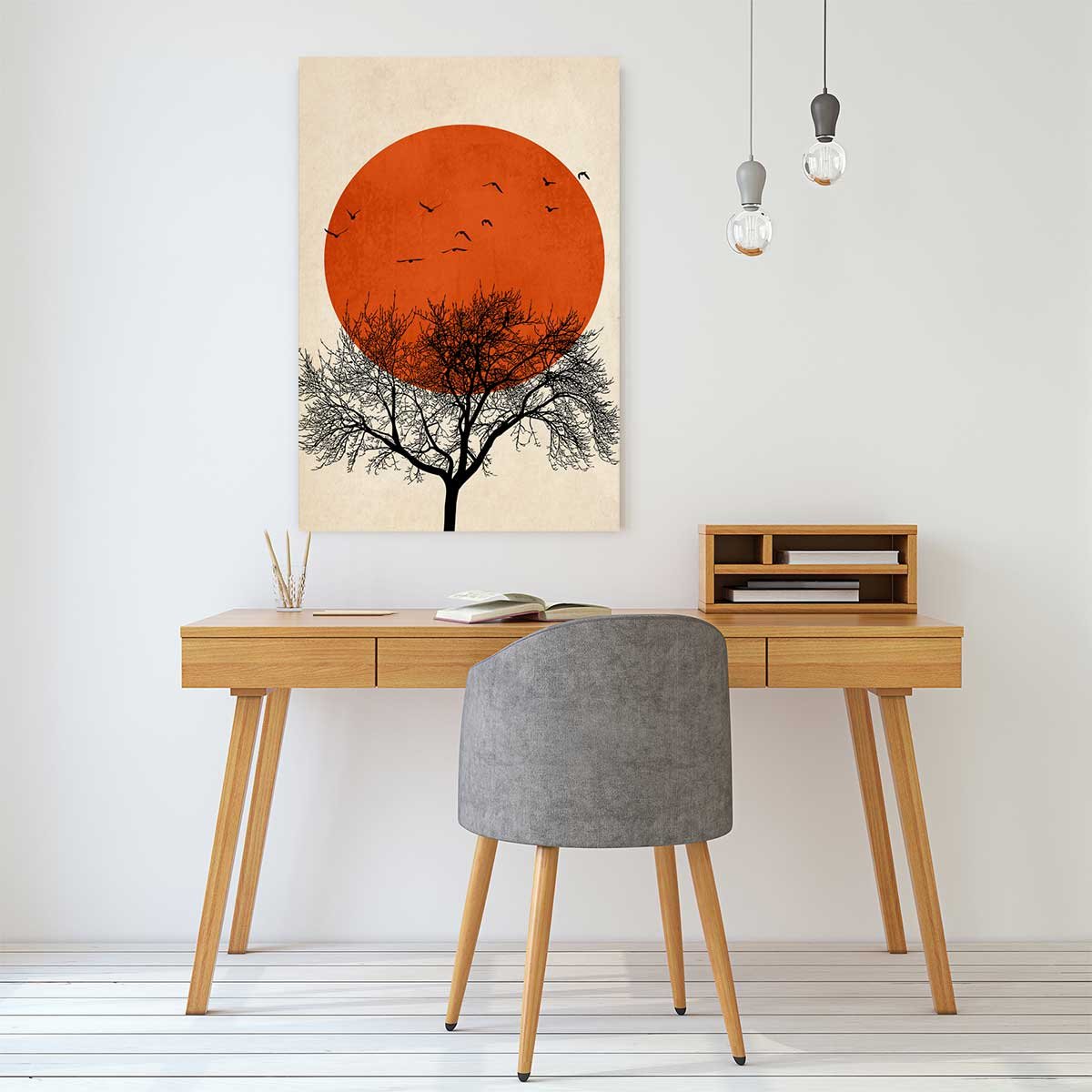 Tableau soleil rouge graphique tableau alu dibond, HEXOA