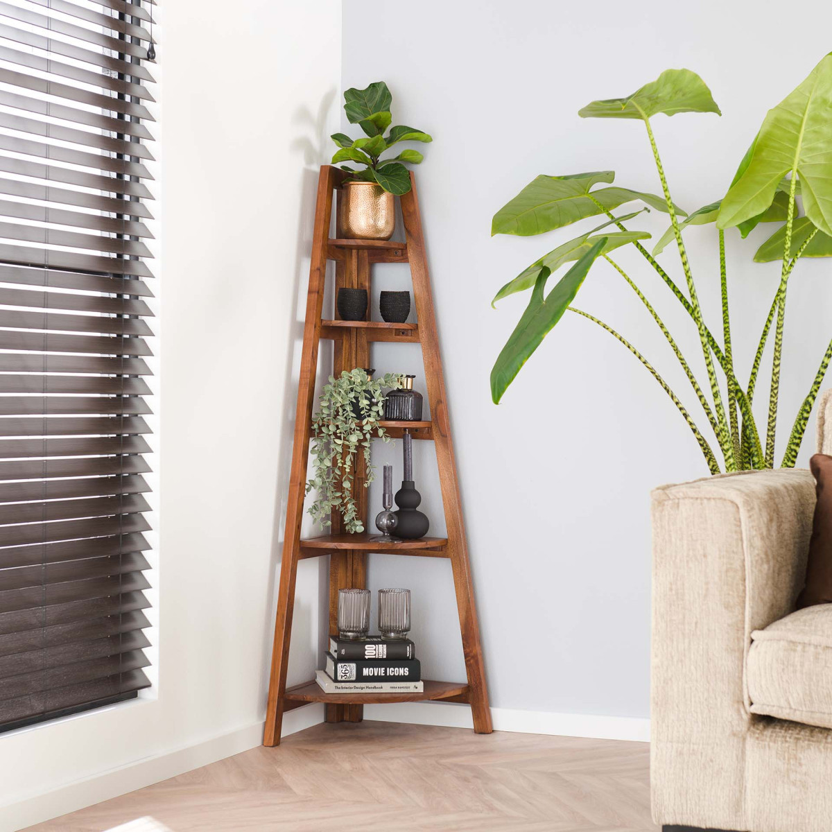 étagère d'angle pliable en bois - ALPAGA marron, MATHI DESIGN