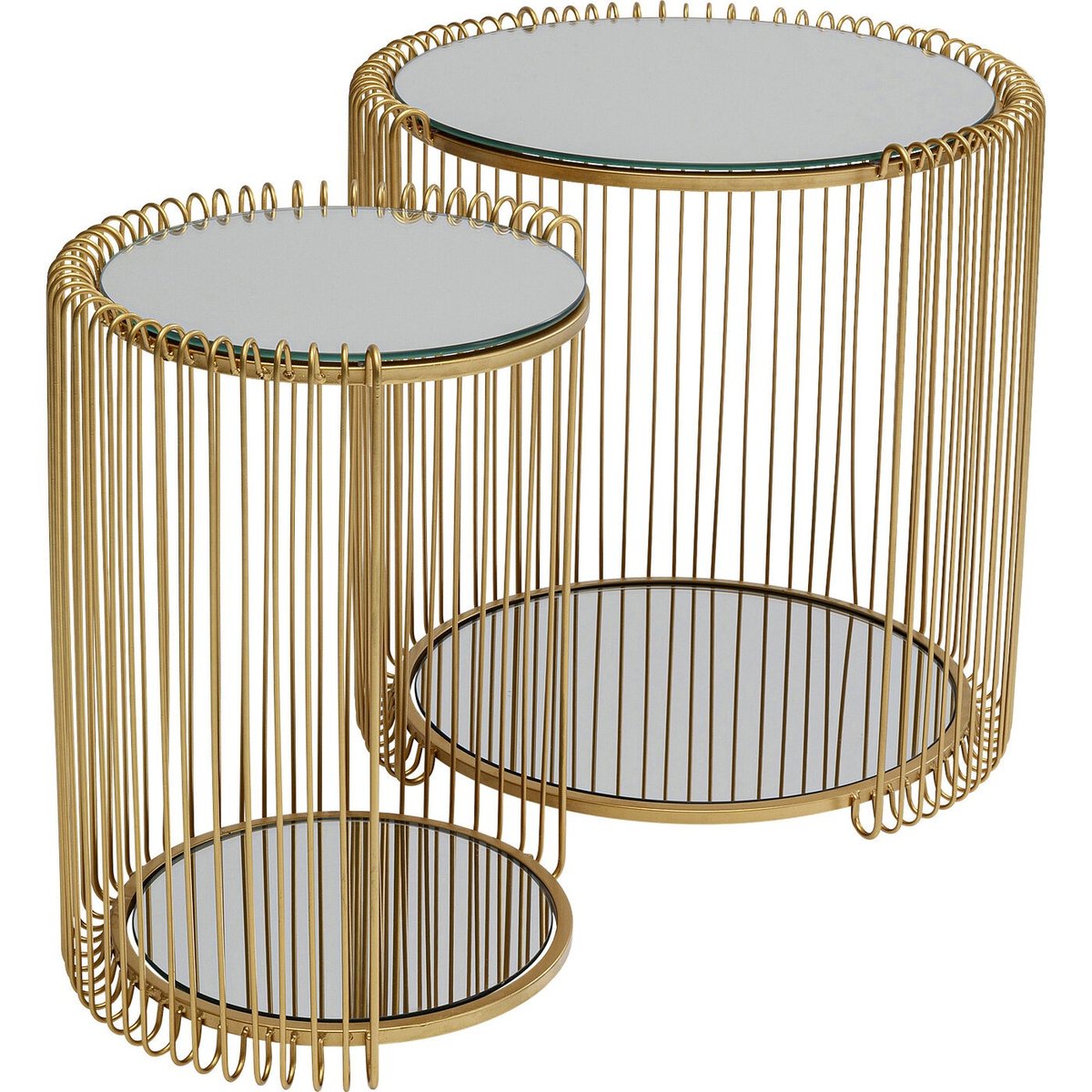 Lot de 2 tables d'appoint double plateau, WIRE or, KARE DESIGN