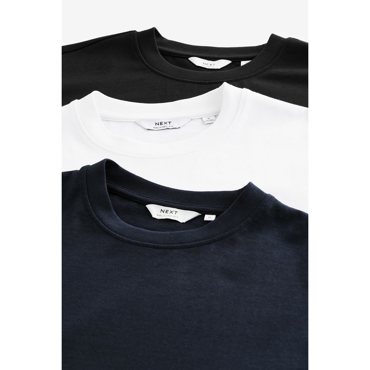 T-shirt décontracté épais, lot de 3 blanc/noir/marine, NEXT