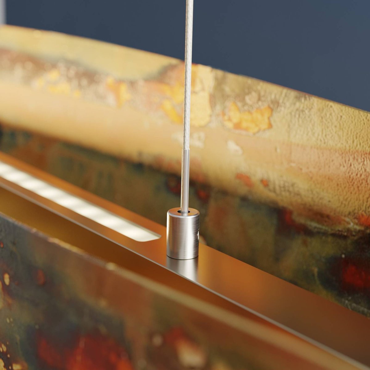 Suspension en aluminium design LED, Lian doré oxydé, nickel mat, LUCANDE