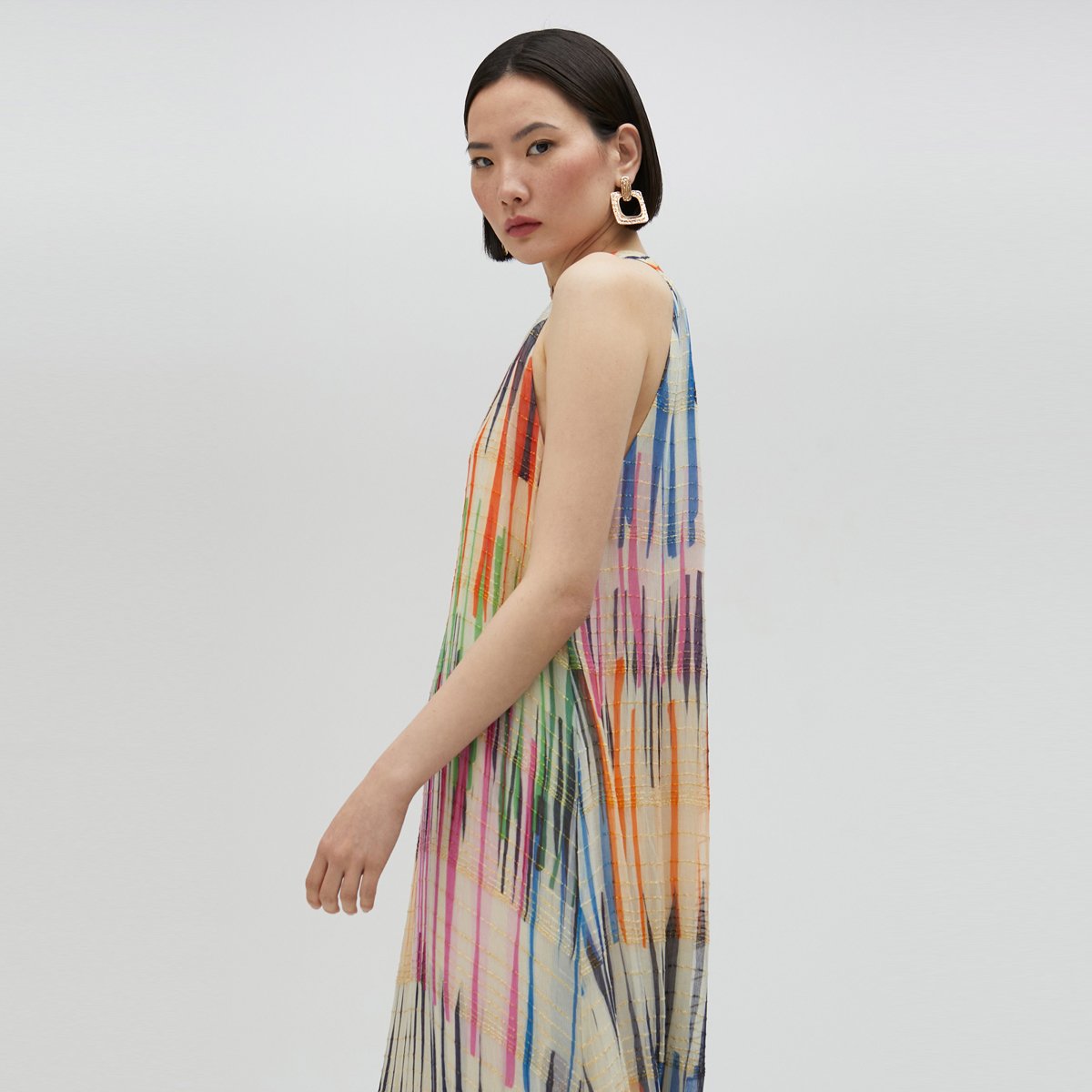 Robe longue fluide sans manches pêche, LOLA CASADEMUNT