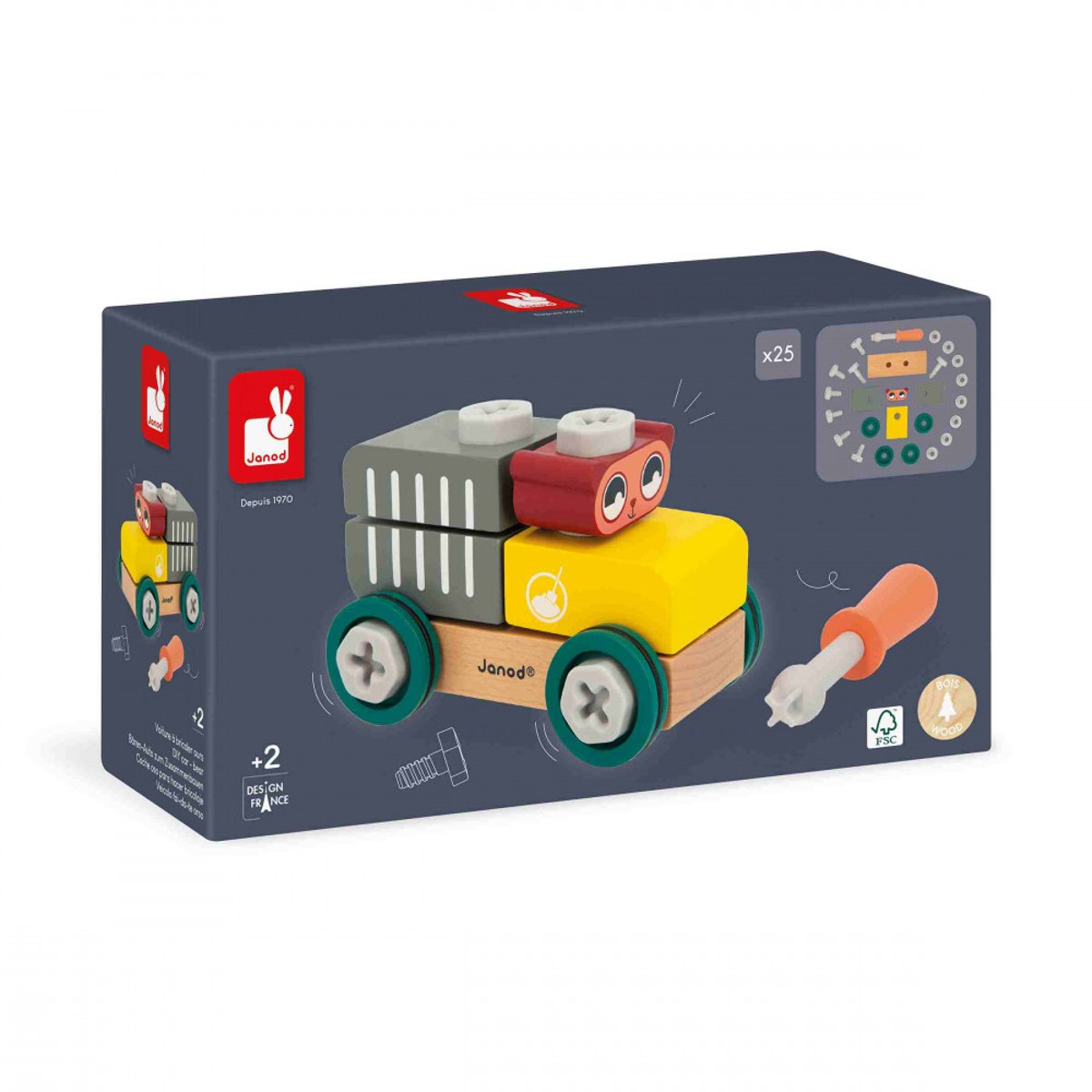 Jeu De Construction En Bois, Voiture À Bricoler multicolore, JANOD