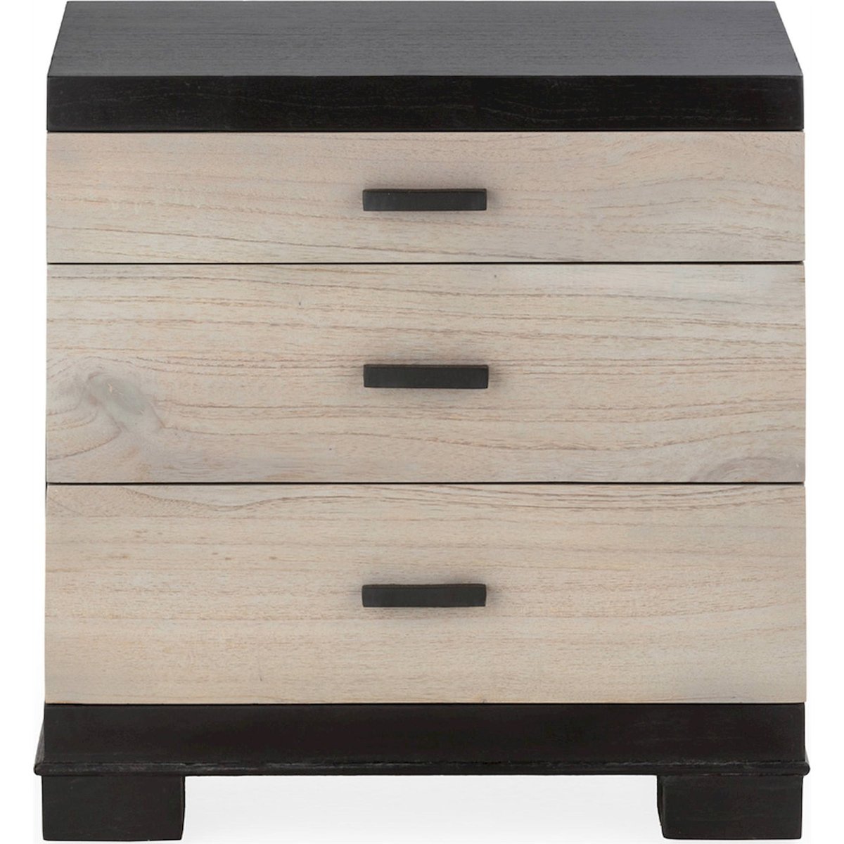 Table de chevet en bois de cèdre et métal noir, naturel à patine grise, RECOLLECTION