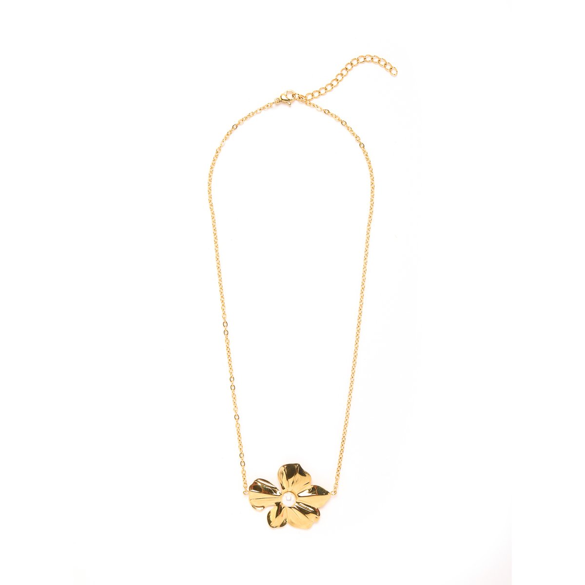 Collier fleur et perle fantaisie doré, DAXON