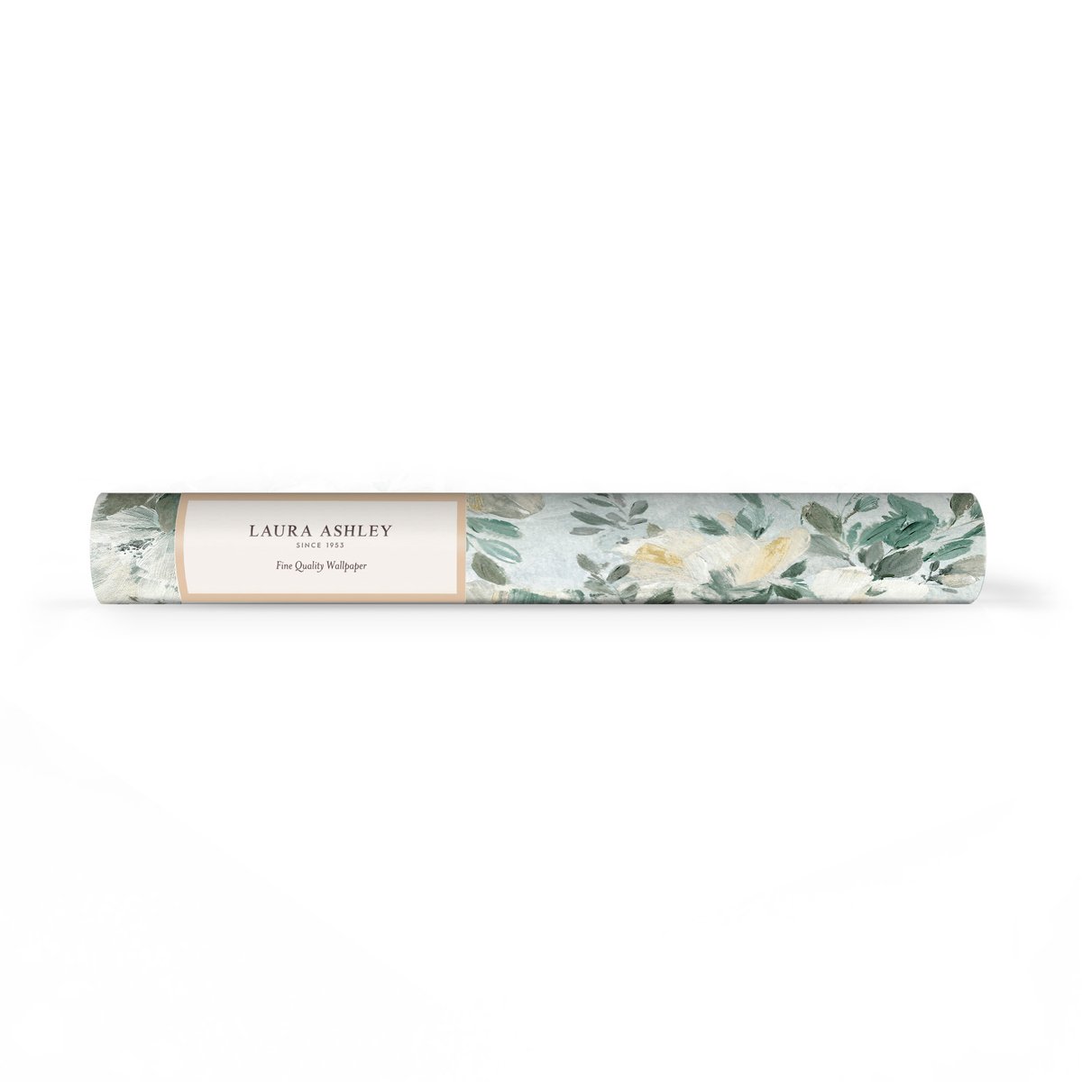 Papier peint Fleurs de pivoine Elowen vert pastel, beige, LAURA ASHLEY