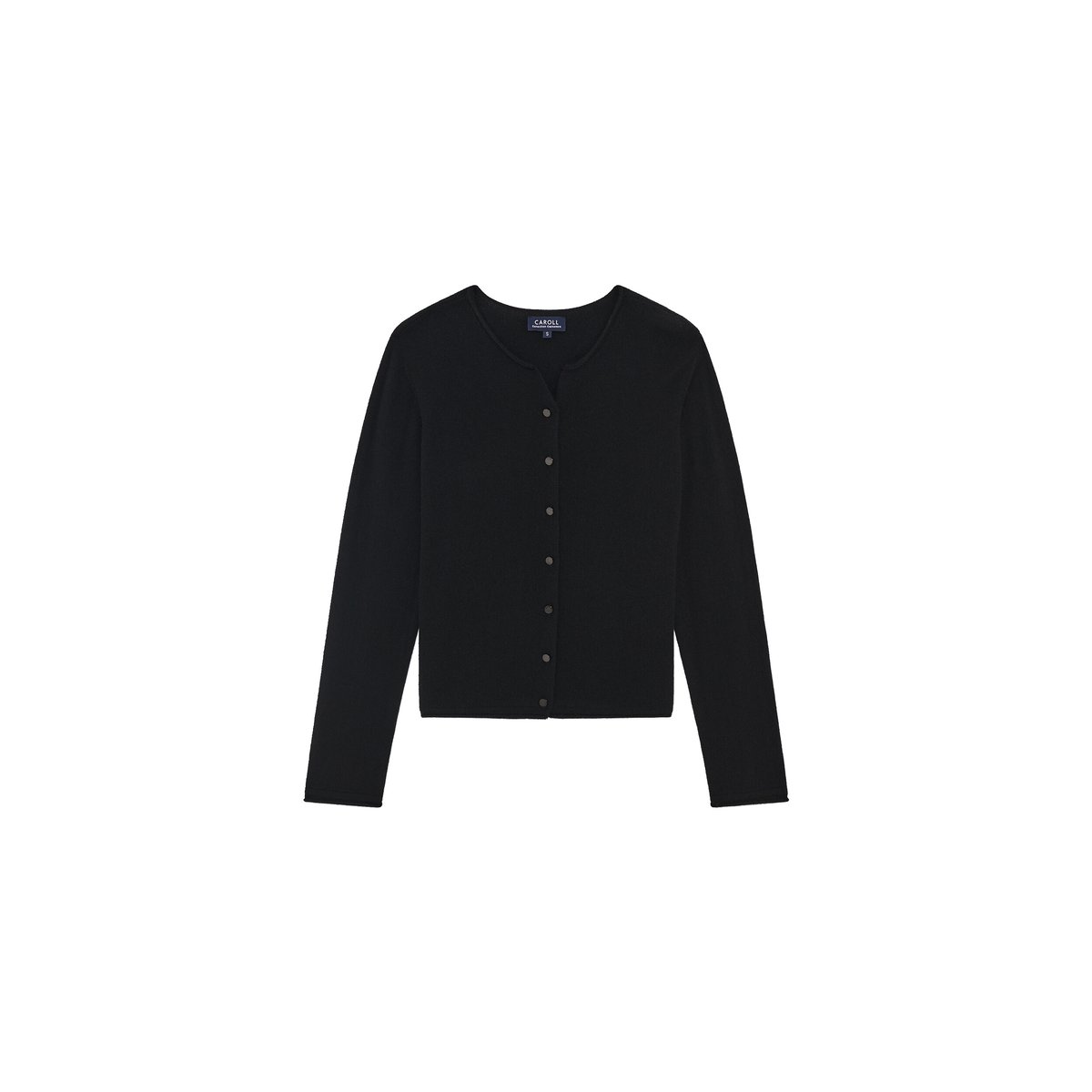 Pull droit col tunisien cachemire MSALLY noir, CAROLL