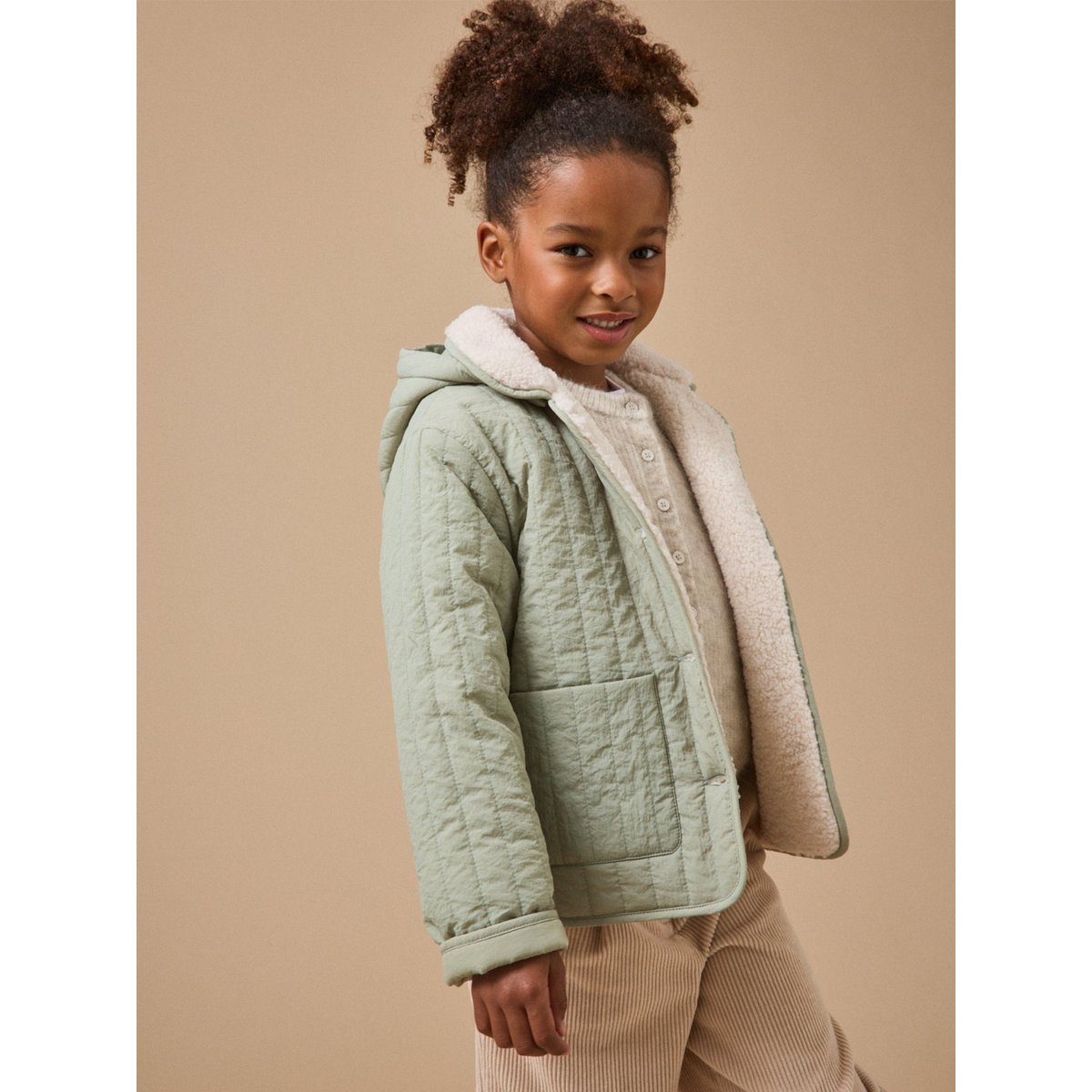 Veste matelassée col sherpa vert d'eau, CYRILLUS