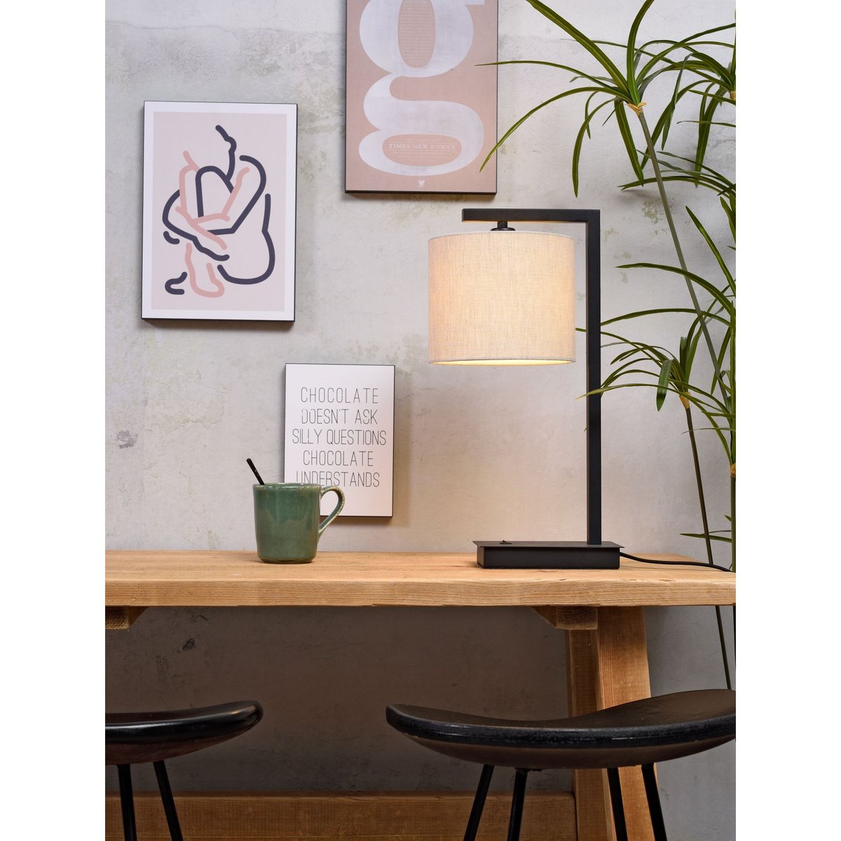 Lampe De Table Textile BOSTON marron, IT'S ABOUT ROMI