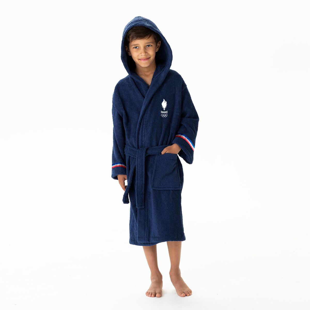 Peignoir enfant a capuche 100 coton paris saint germain magique bleu Psg La Redoute