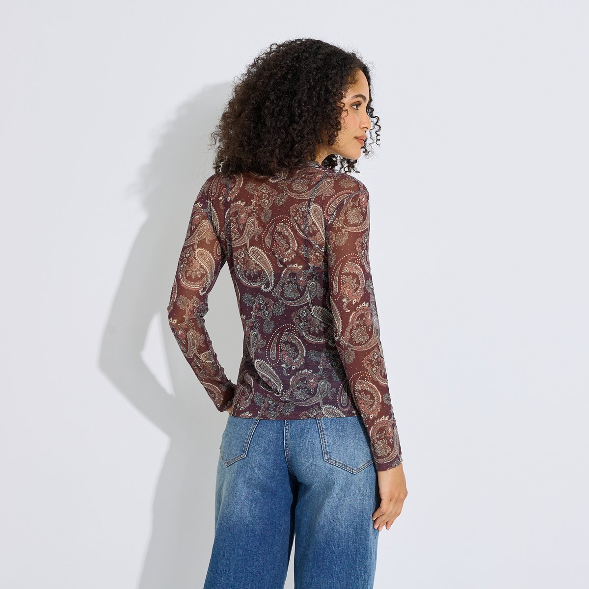 T-shirt voile imprimé cachemire rose violet, GRAIN DE MALICE