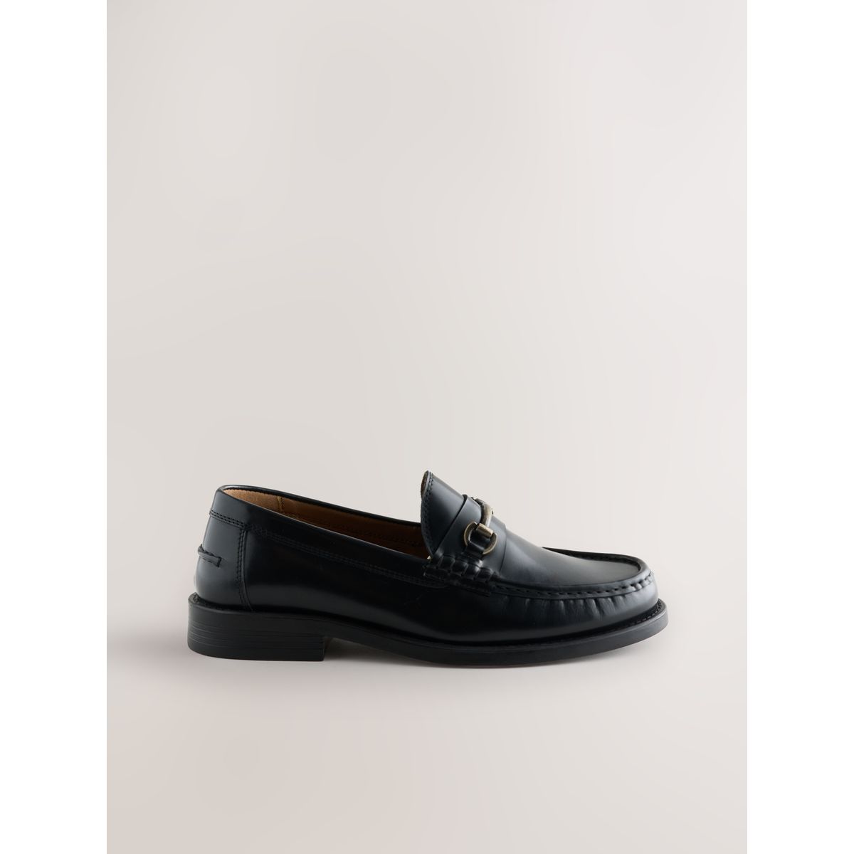 Mocassins en cuir avec mors et bout renforcé noir, NEXT