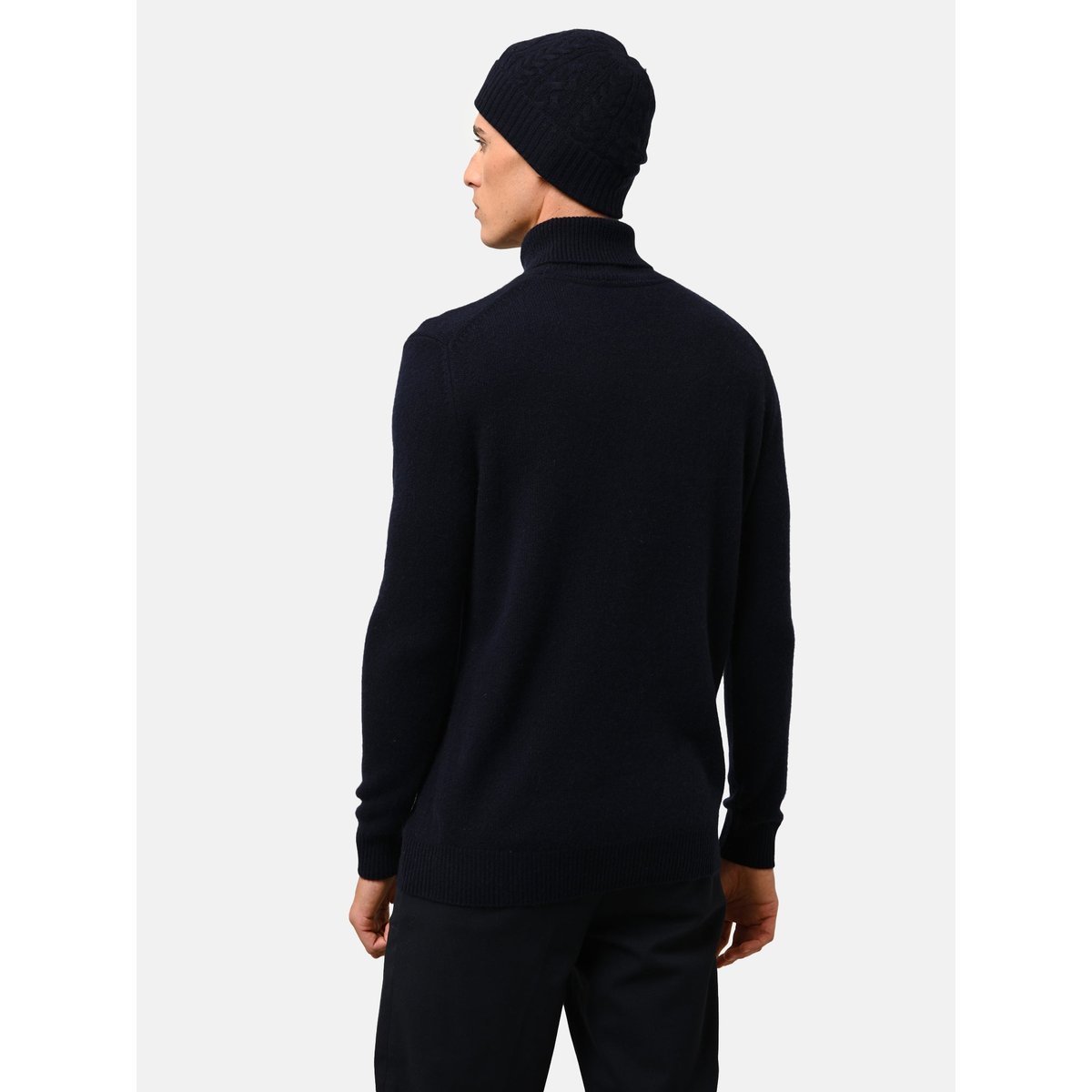 Pull Col Roulé 4 Fils Navy Sacha bleu foncé, JUST CASHMERE