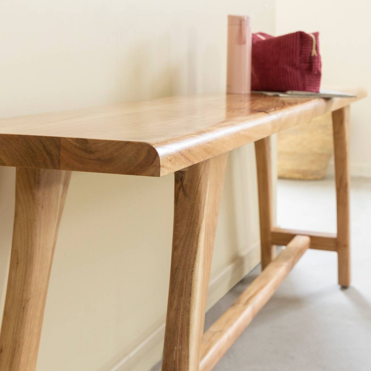 Banc en bois d'acacia ORANE bois clair, MADE IN MEUBLES