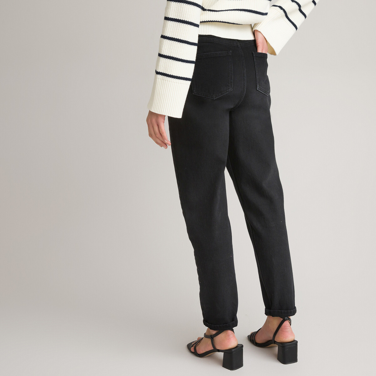 High Waist Boyfriend Jeans brushed black, LA REDOUTE COLLECTIONS