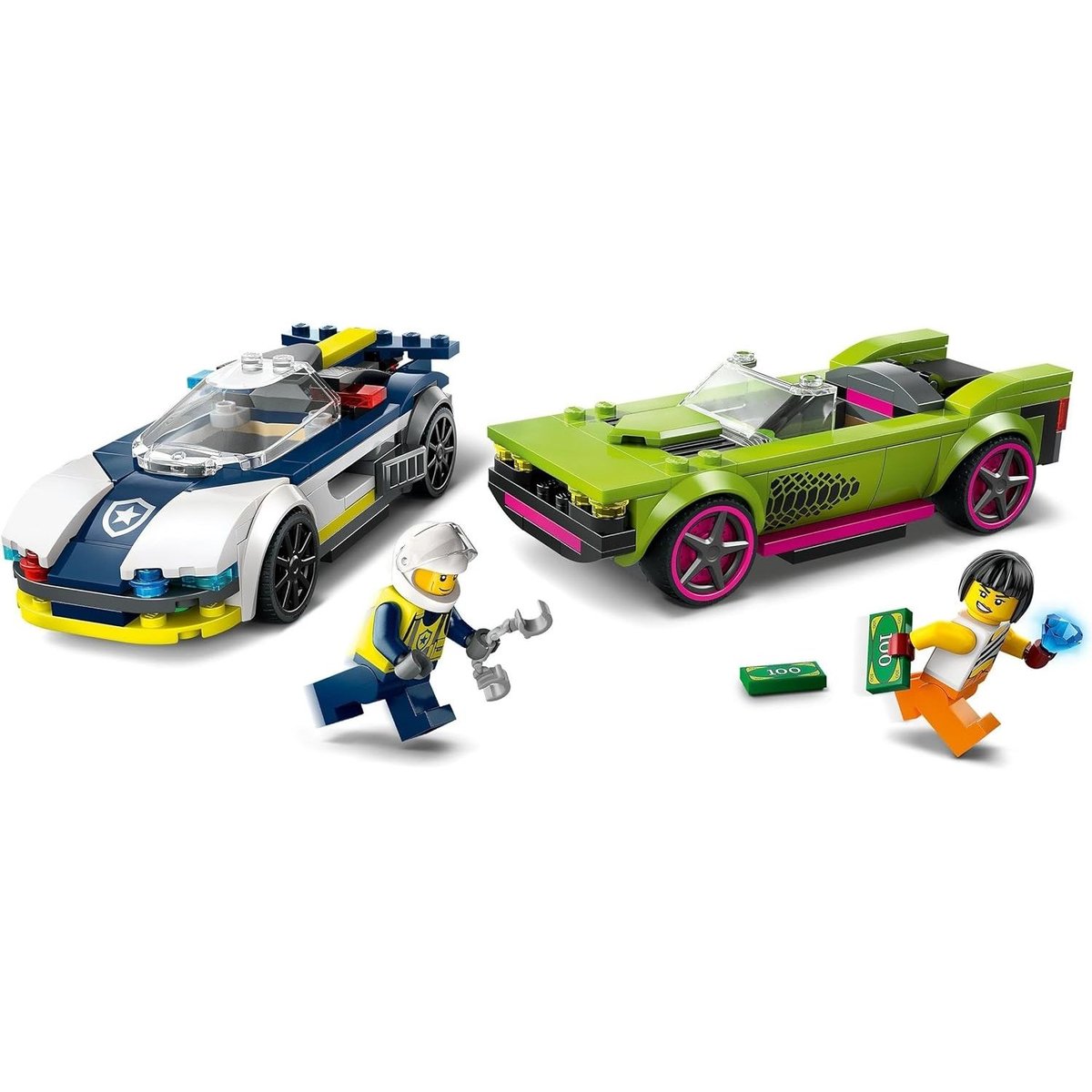 LEGO City - Course-poursuite entre la voiture de police et la super voiture - 60415 multicolore, LEGO