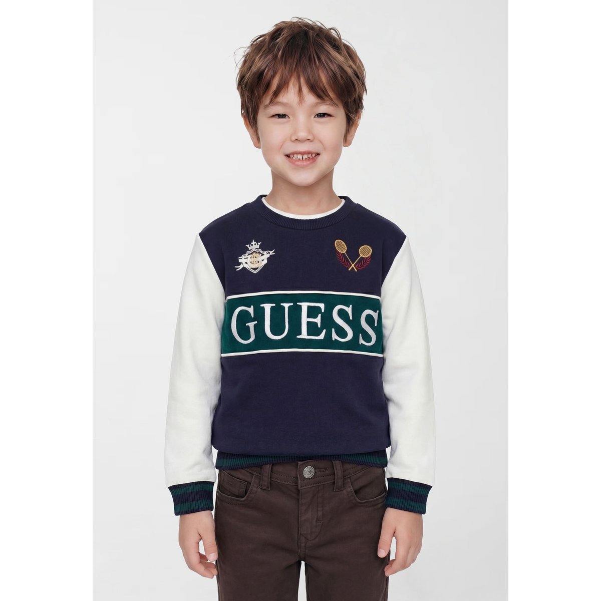 Sweatshirt Avec Logo Brodé bleu foncé, GUESS KIDS