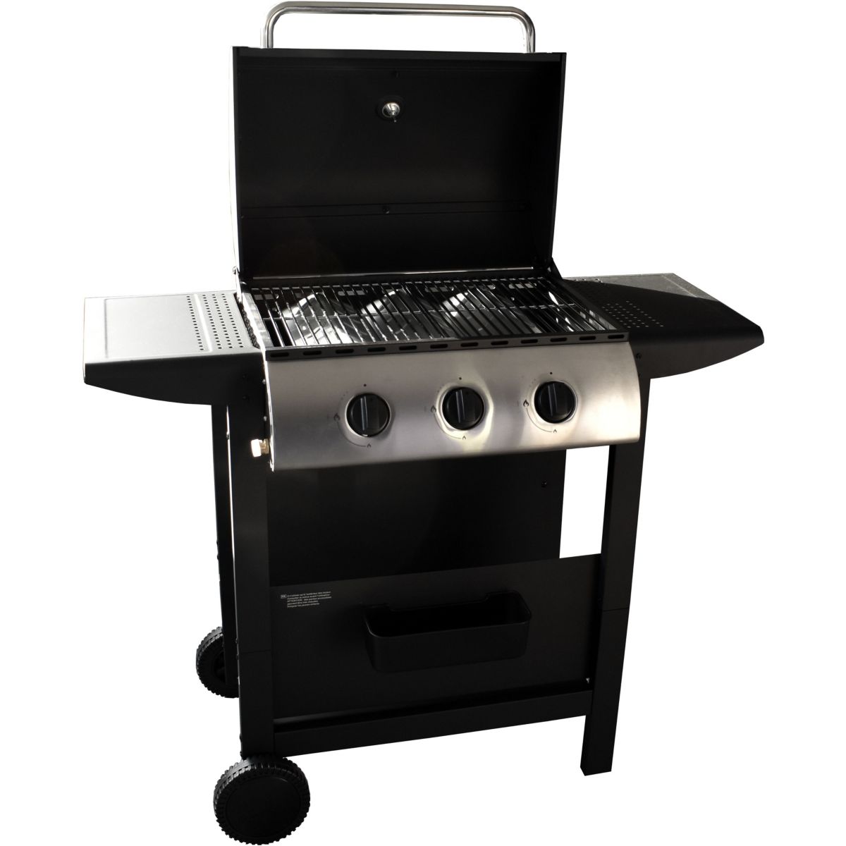 Barbecue gaz BGZ L1 noir 3 brûleurs sur chariot, 51x34 cm noir, LISTO