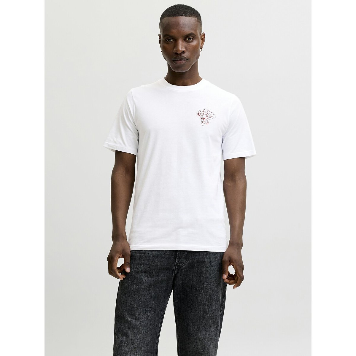 T-shirt com logótipo gráfico atrás, BREWY branco, JACK & JONES
