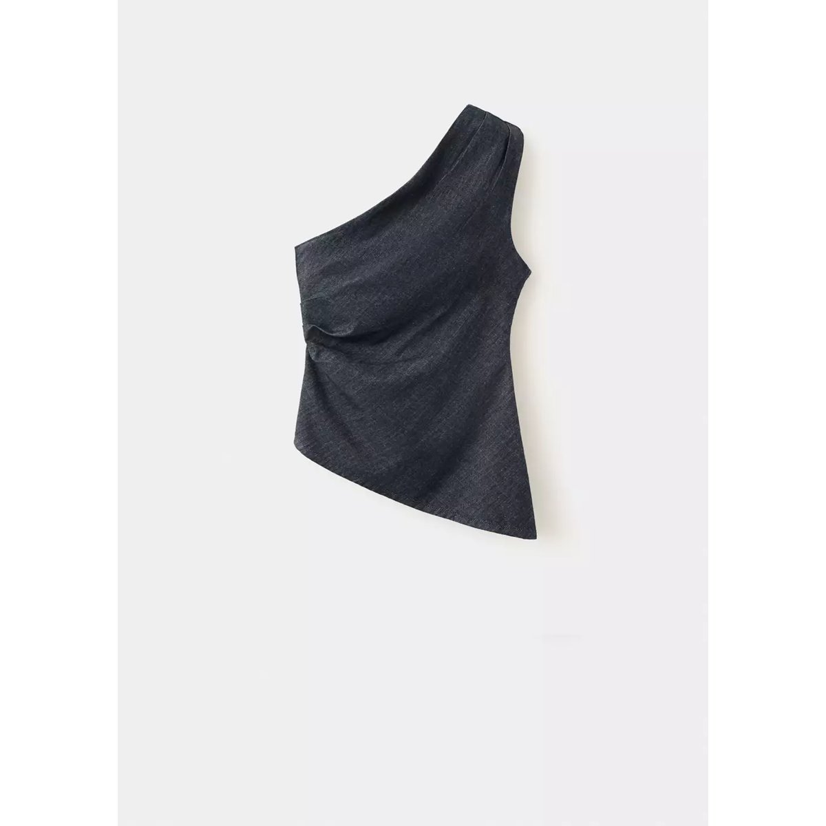 Top asymétrique coton bleu, MANGO