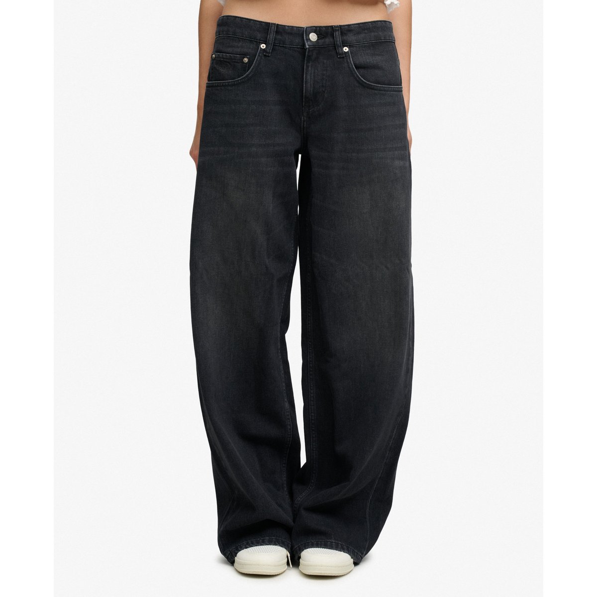 Jean Baggy Taille Moyenne noir délavé vintage, SUPERDRY