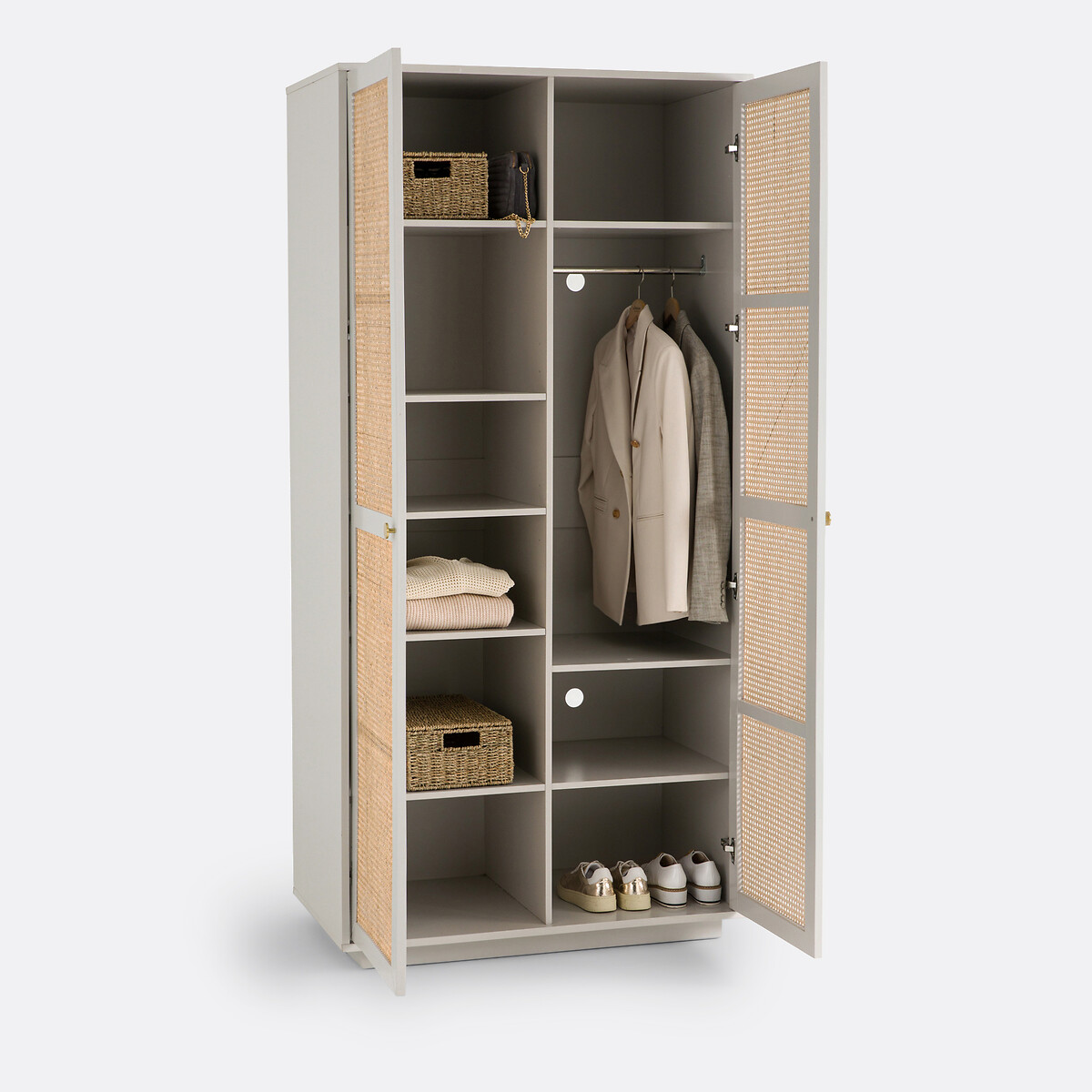 Armoire 2 portes, Paola gris/naturel, LA REDOUTE INTERIEURS